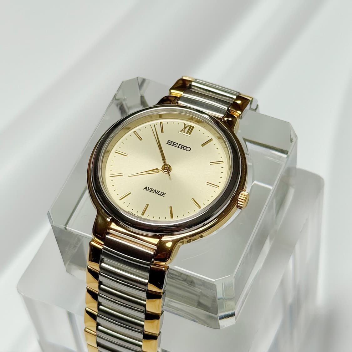 80's90's 빈티지 세이코 애비뉴 샴페인 로마 콤비 브레이슬릿 워치 상품이미지4