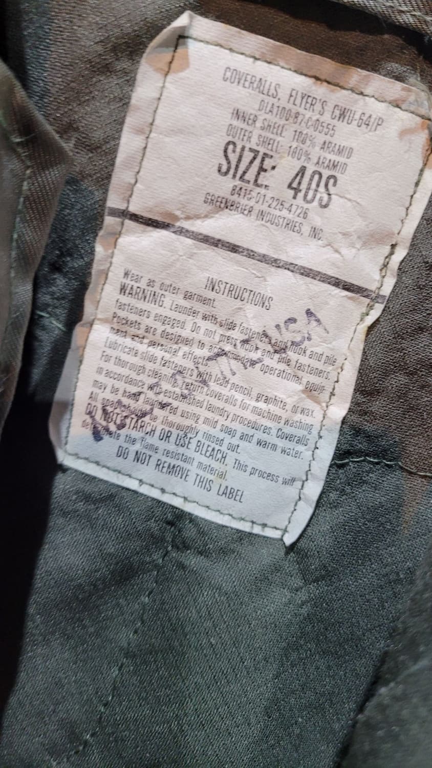 미 공군 cwu-64/p 노멕스 커버롤 상품이미지4