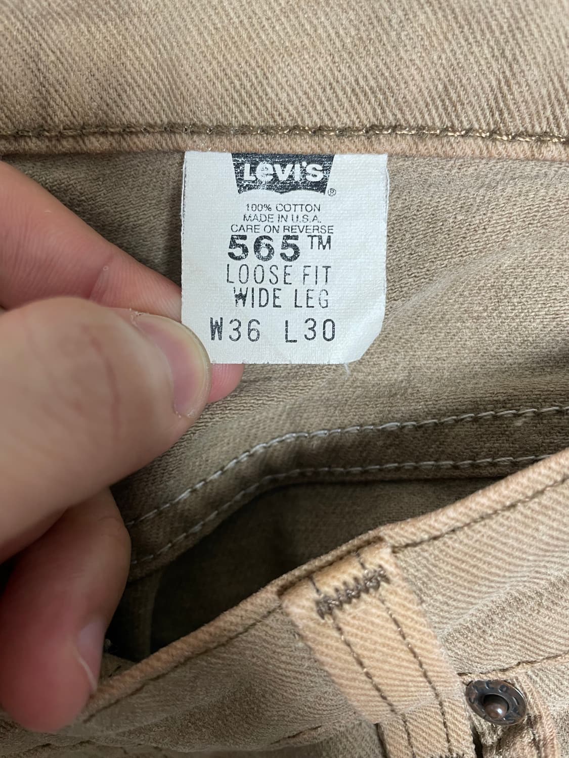 [36x30] 90s levis usa 미제 리바이스 565 베이지 상품이미지3