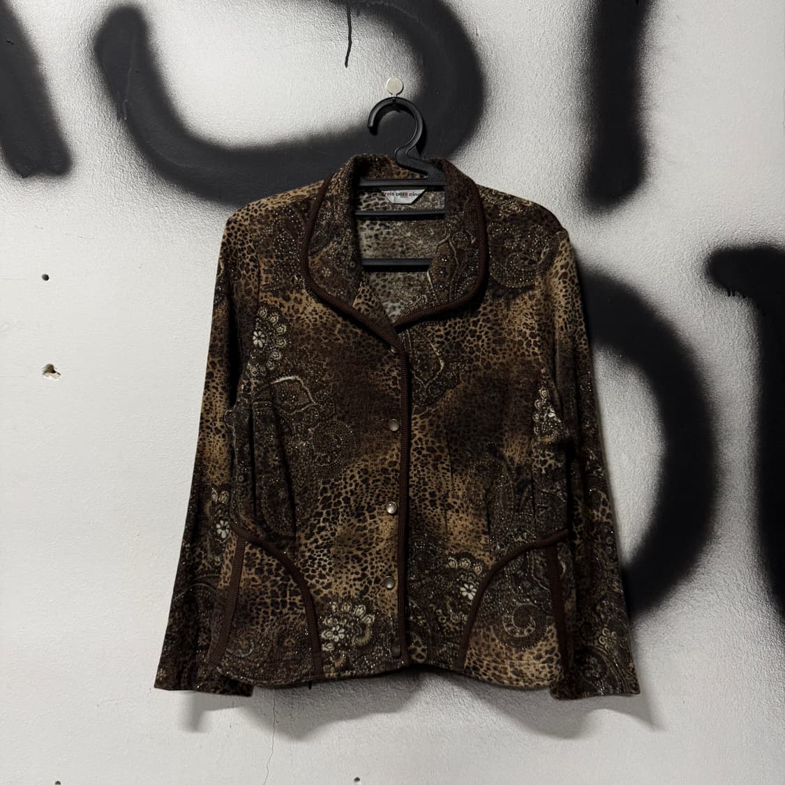 VTG 빈티지 레오파드 큐빅 디테일 라인 블라우스 자켓 상품이미지1