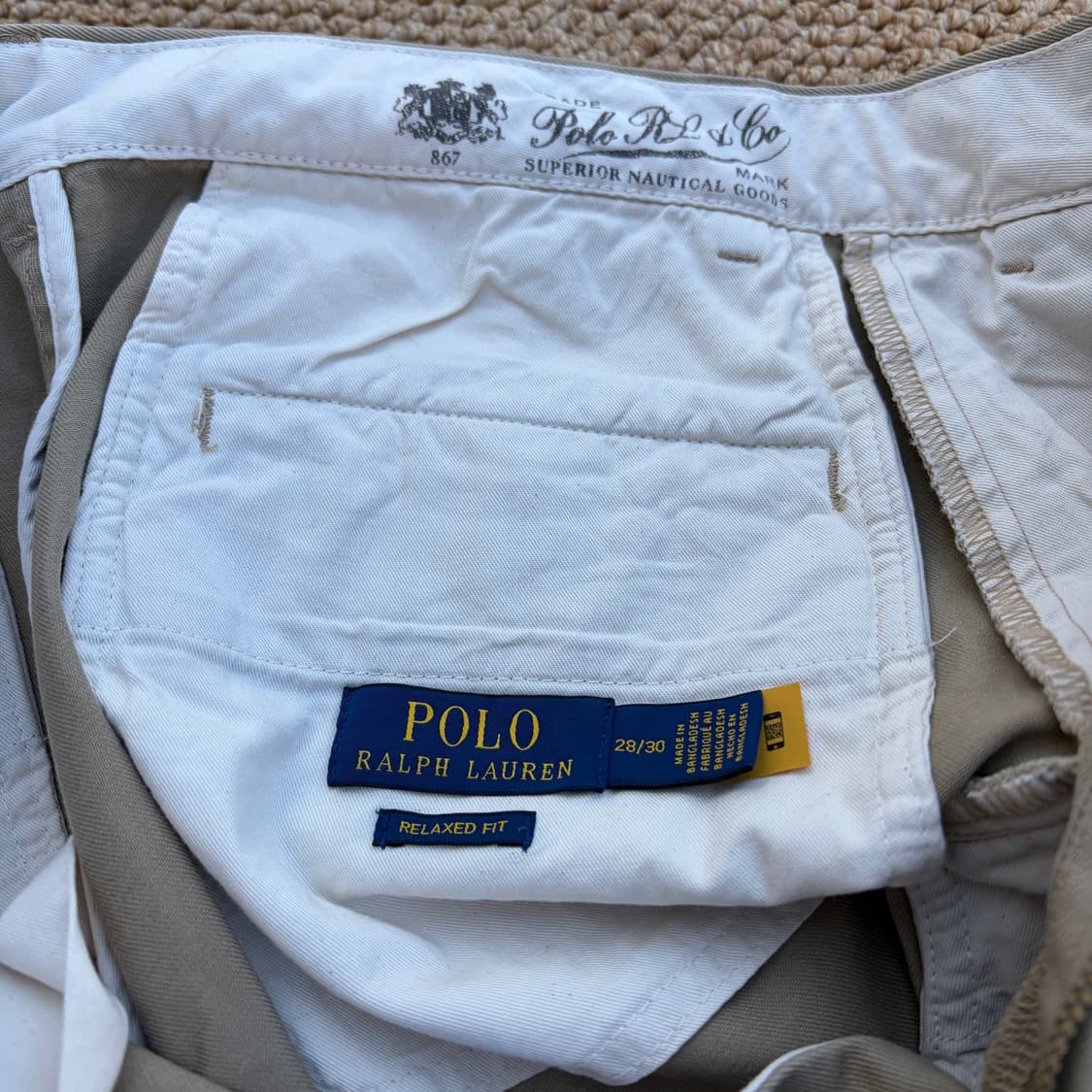 QR택) 폴로 랄프로렌 투턱 베이지 치노 팬츠 상품이미지4