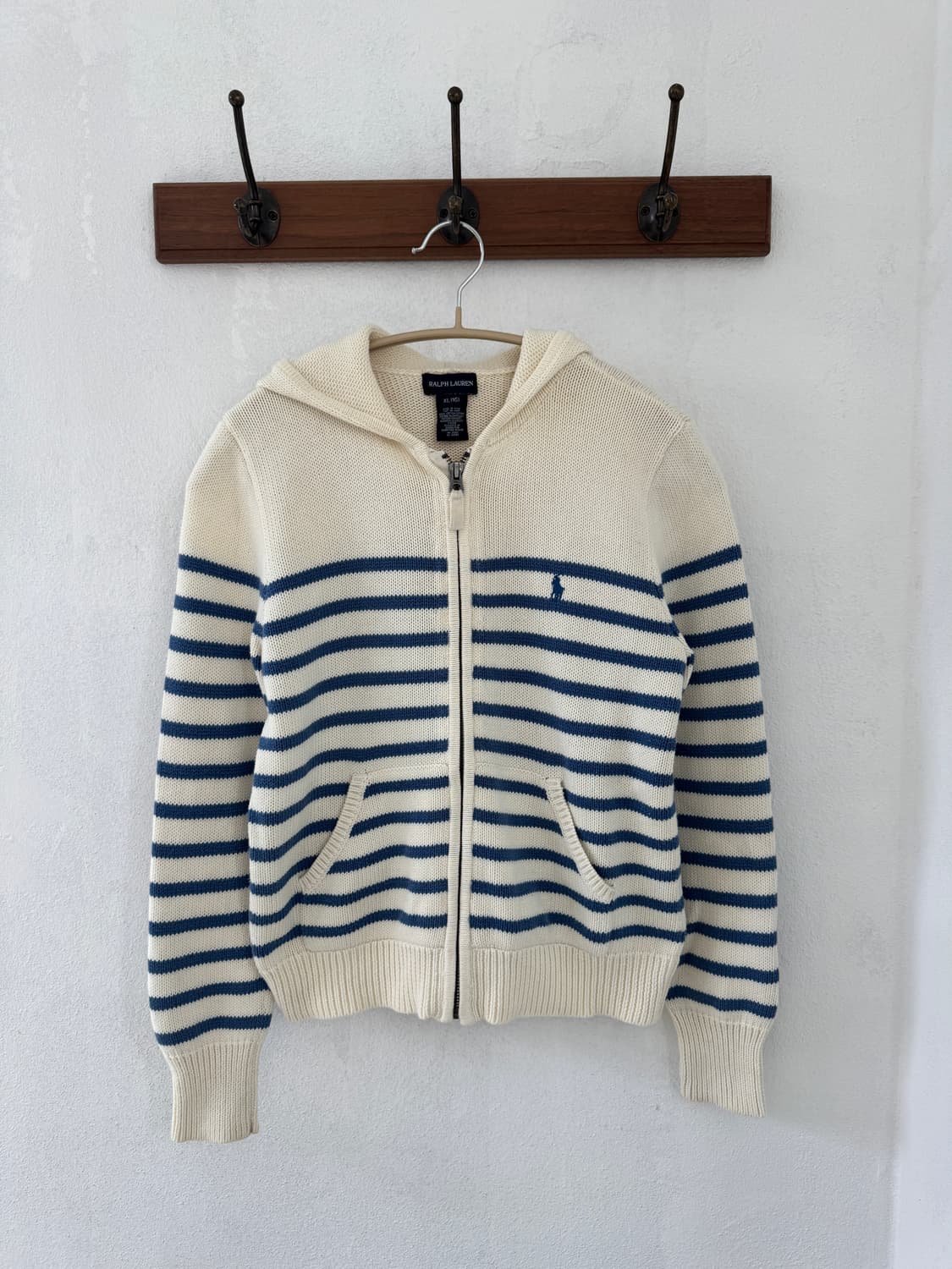 폴로 카키 니트 후드집업 상품이미지2