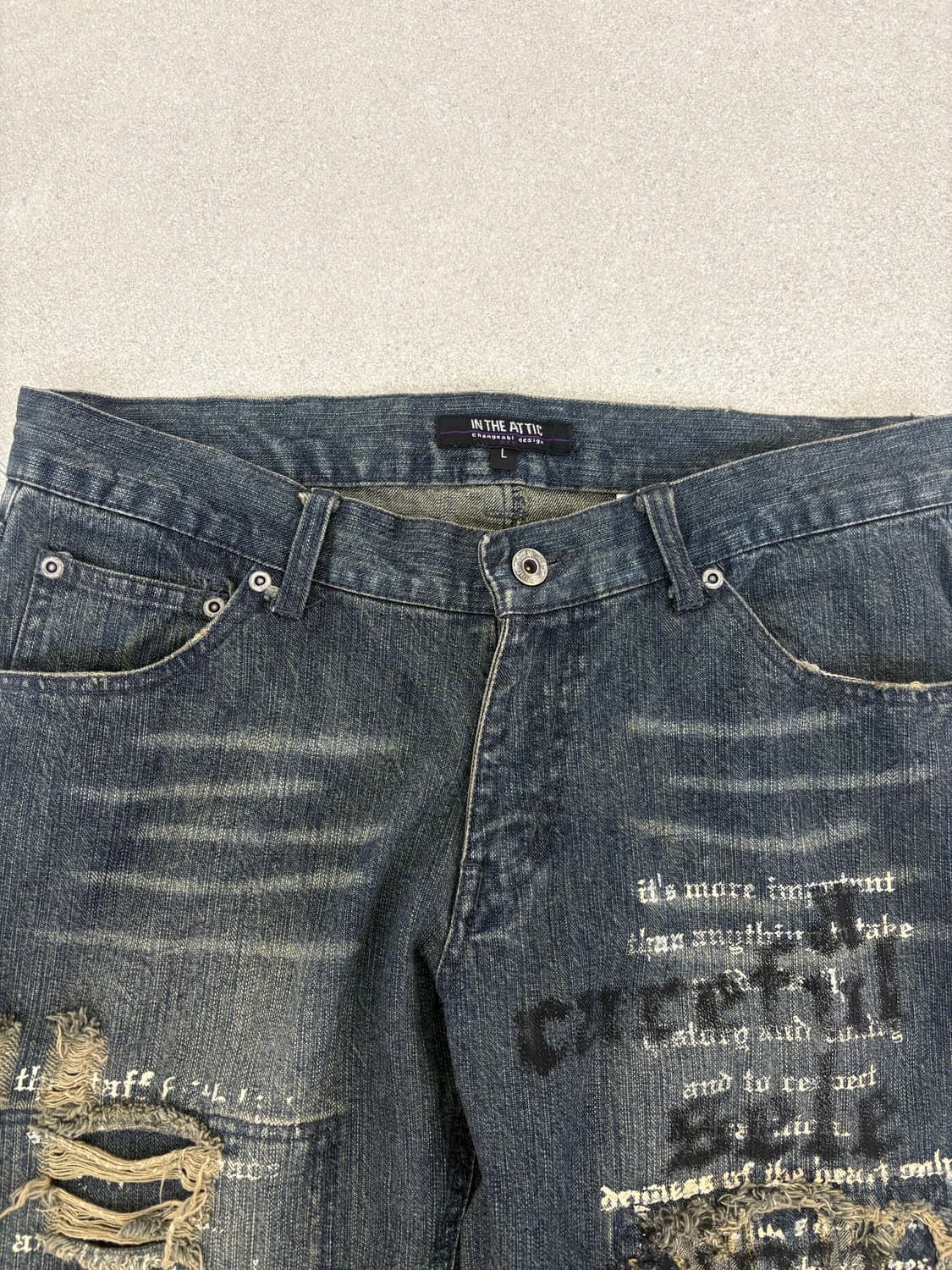 데미지 워싱 패치 데님 팬츠 상품이미지5