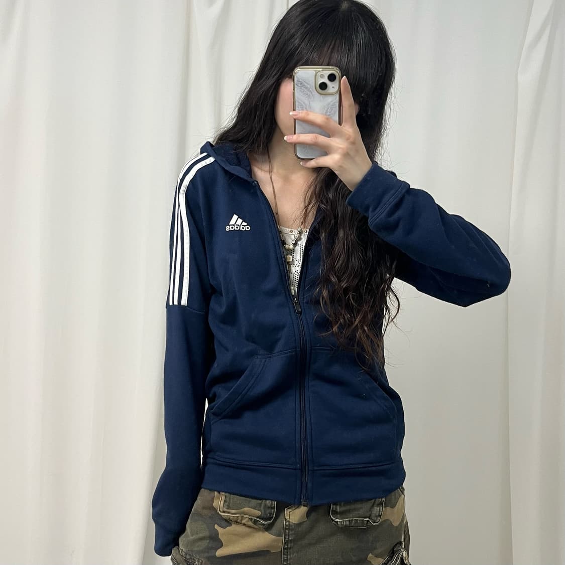 Adidas navy hood zip-up 상품이미지2