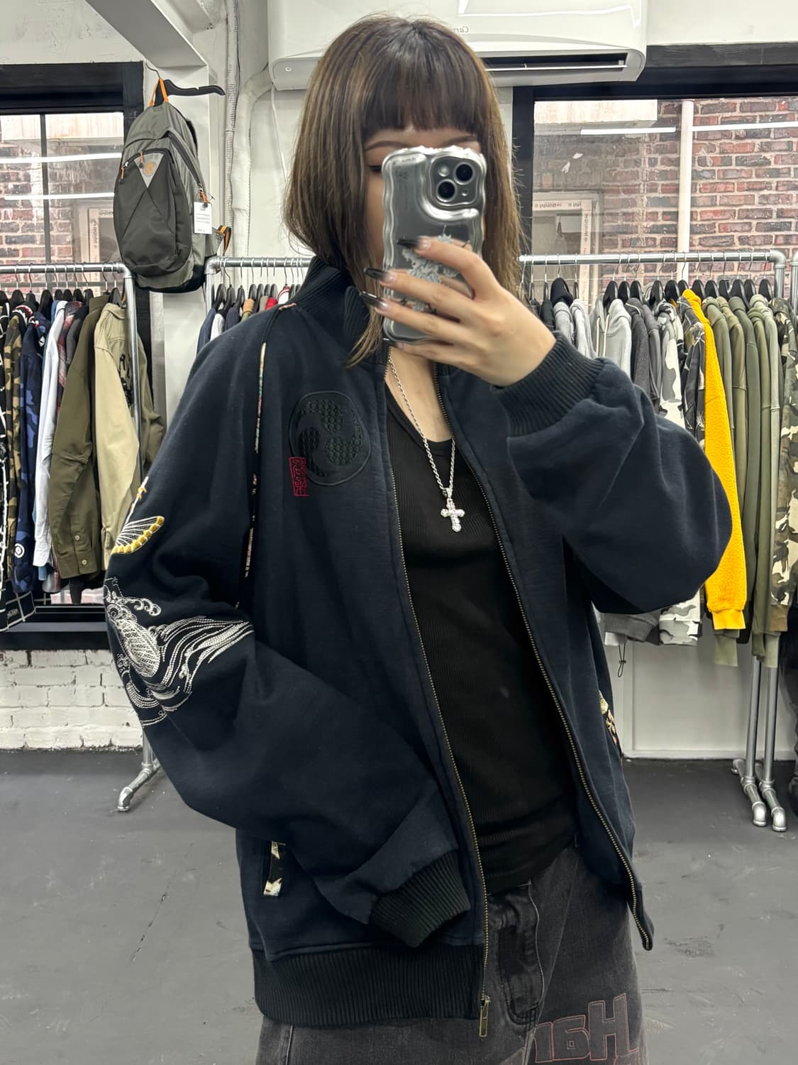 카라쿠리 타마시 잉어 자수 오리엔탈 자켓 상품이미지2