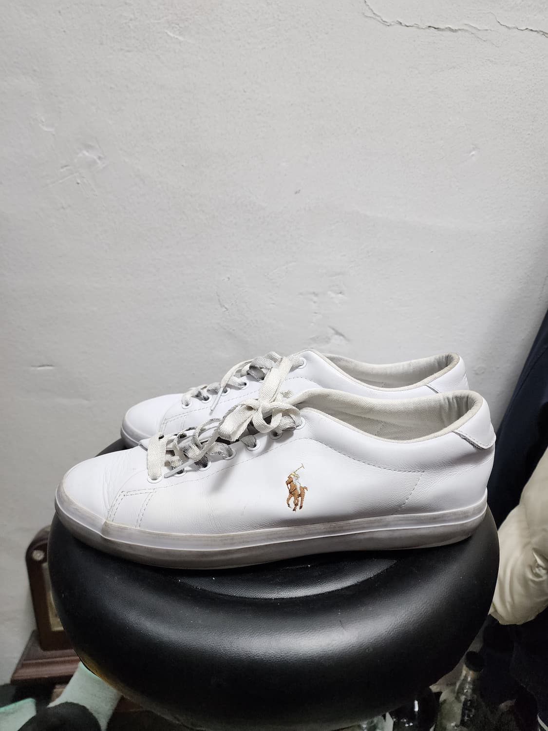 폴로 랄프로렌 소가죽 롱우드 화이트 스니커즈 상품이미지1