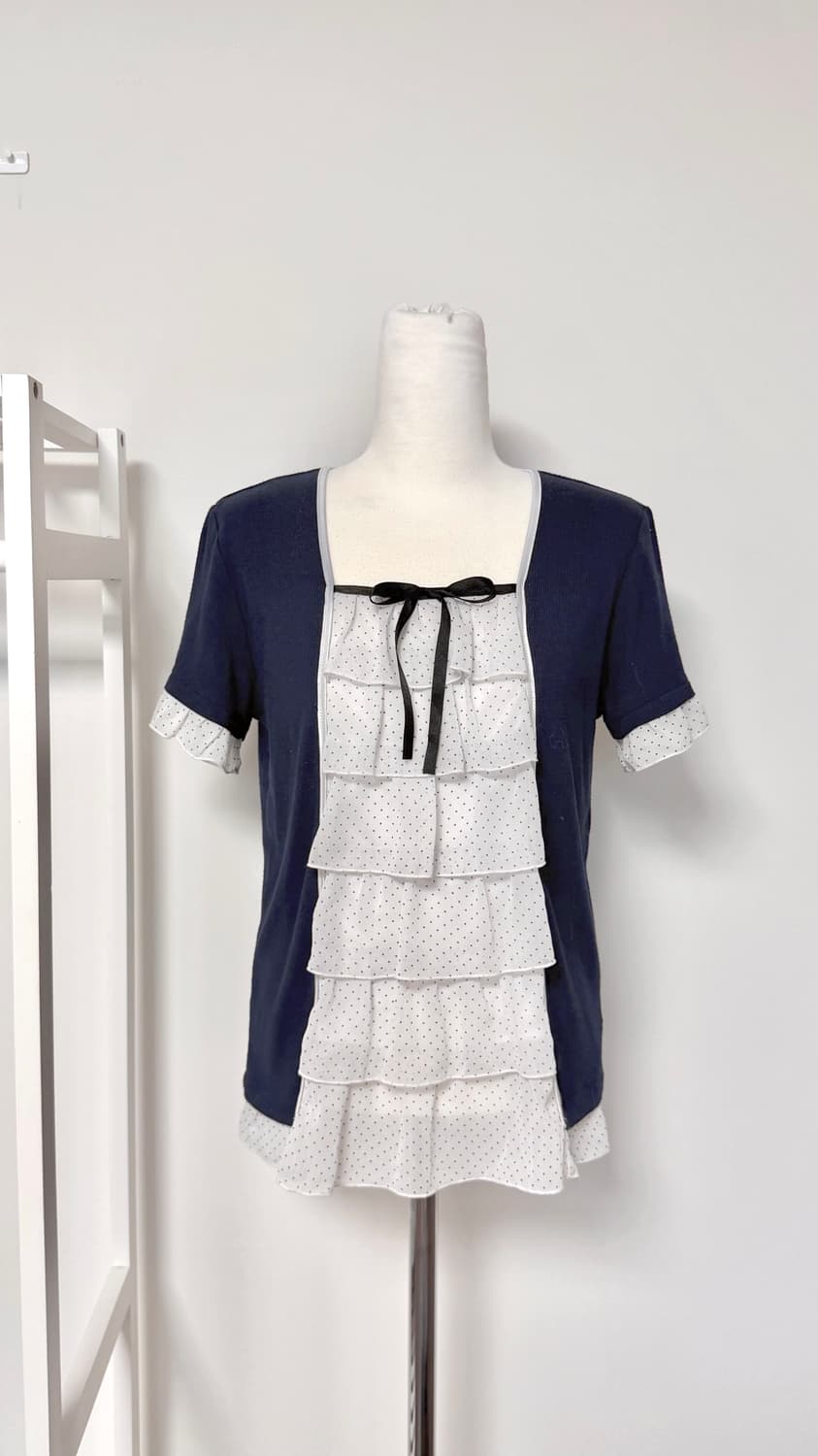 일본빈티지 대대장 반팔 도트 로걀탑 상품이미지1