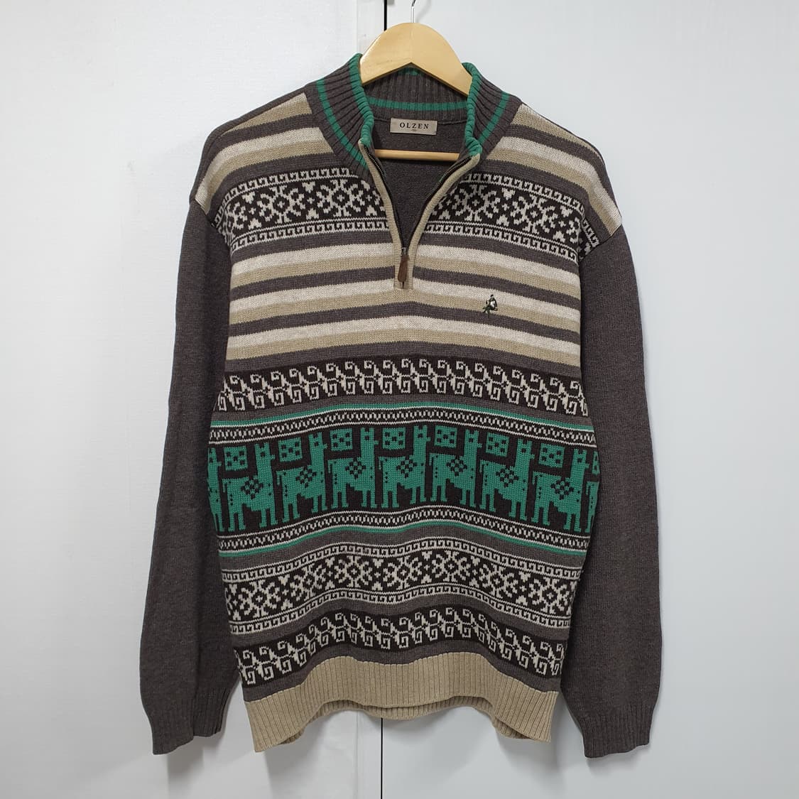 페어아일 에스닉패턴 울니트 하프집업 상품이미지1