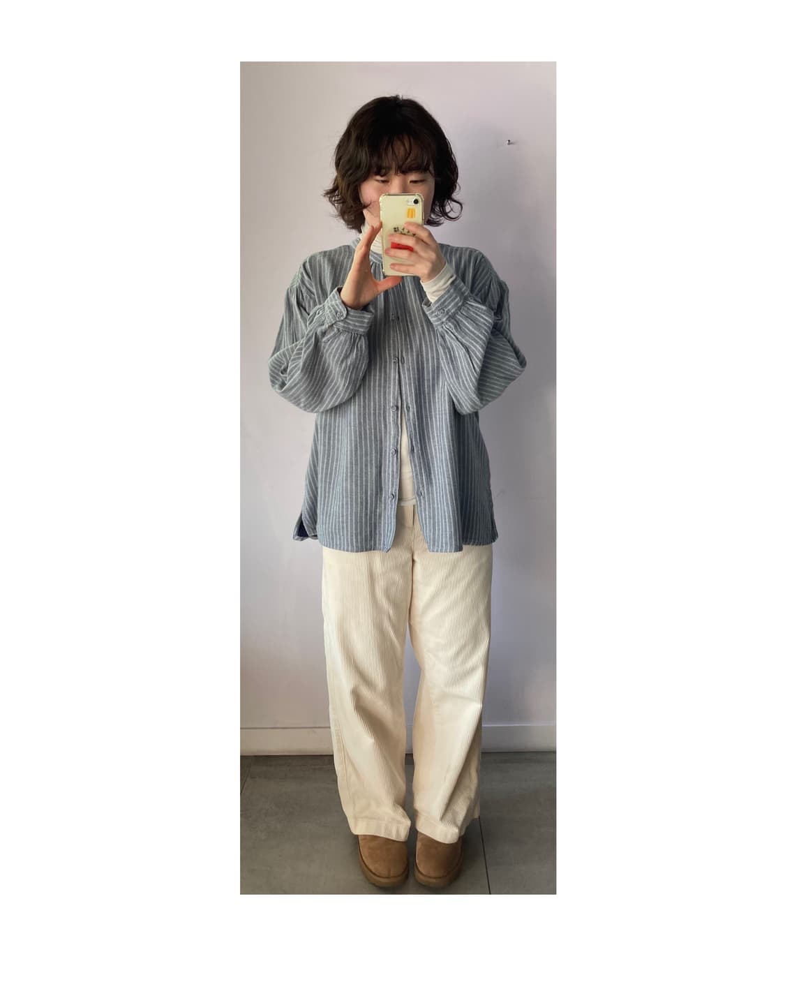일본빈티지) 기모 스트라이프 블라우스 상품이미지4