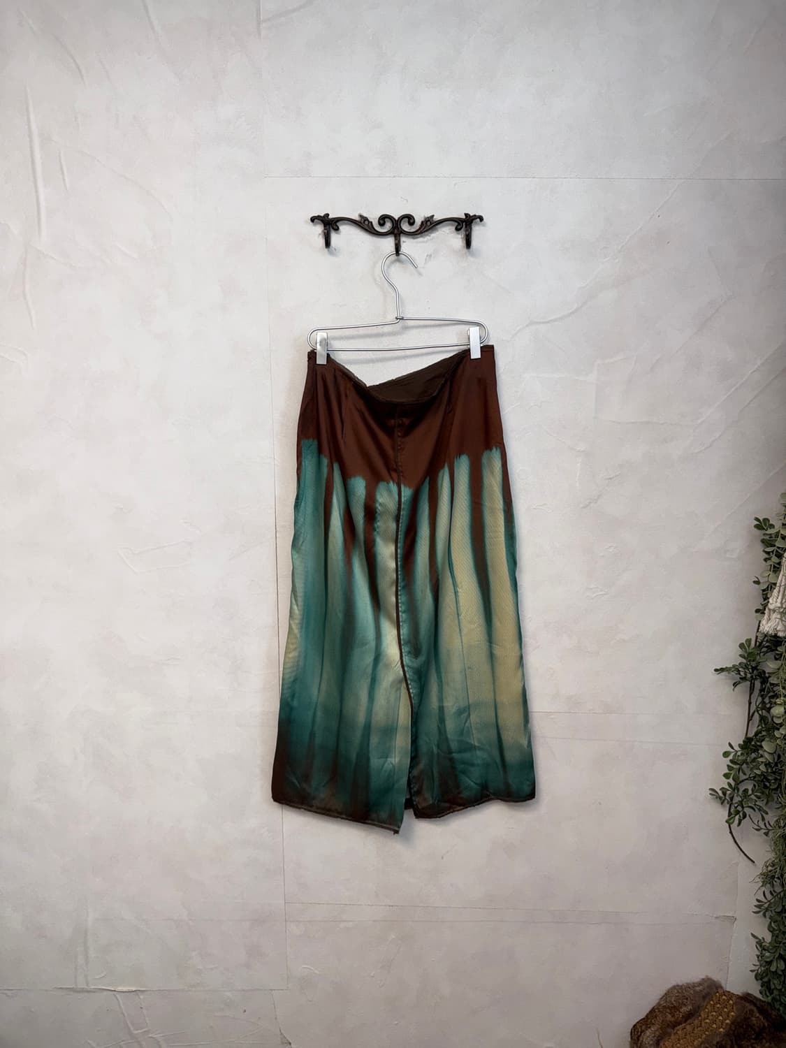 Mint brown gradient satin midi skirt 상품이미지3
