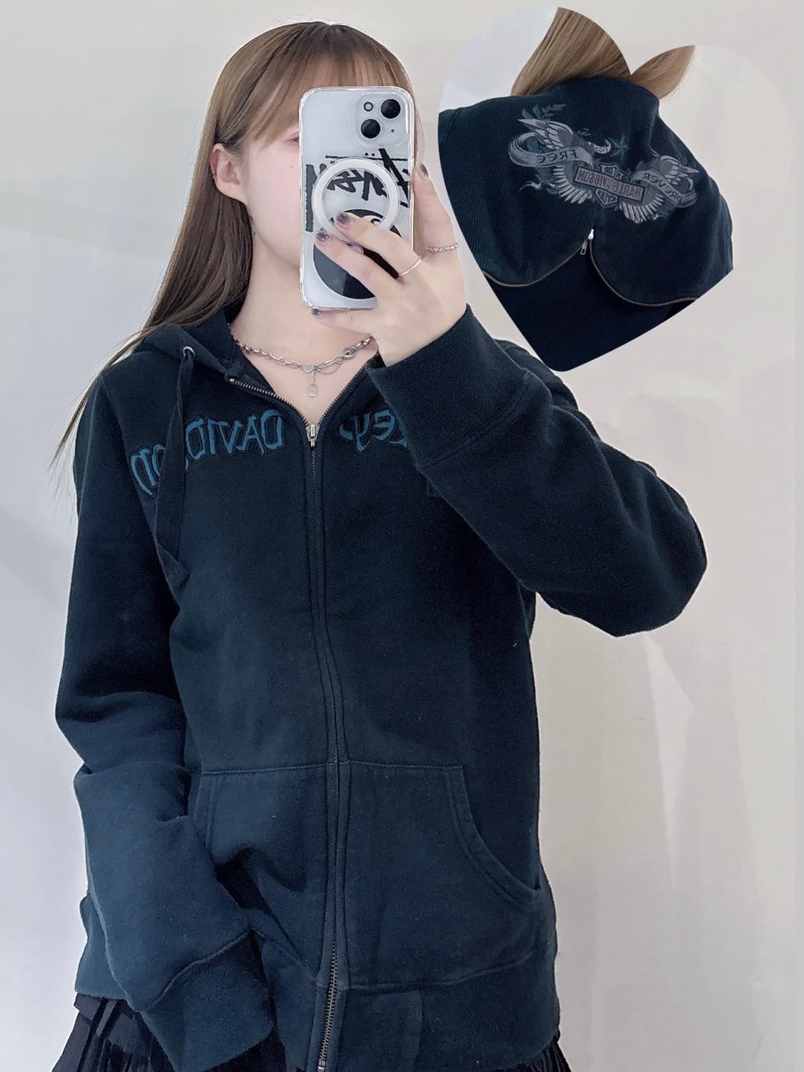 할리데이빈슨 빅로고 후드집업 상품이미지1