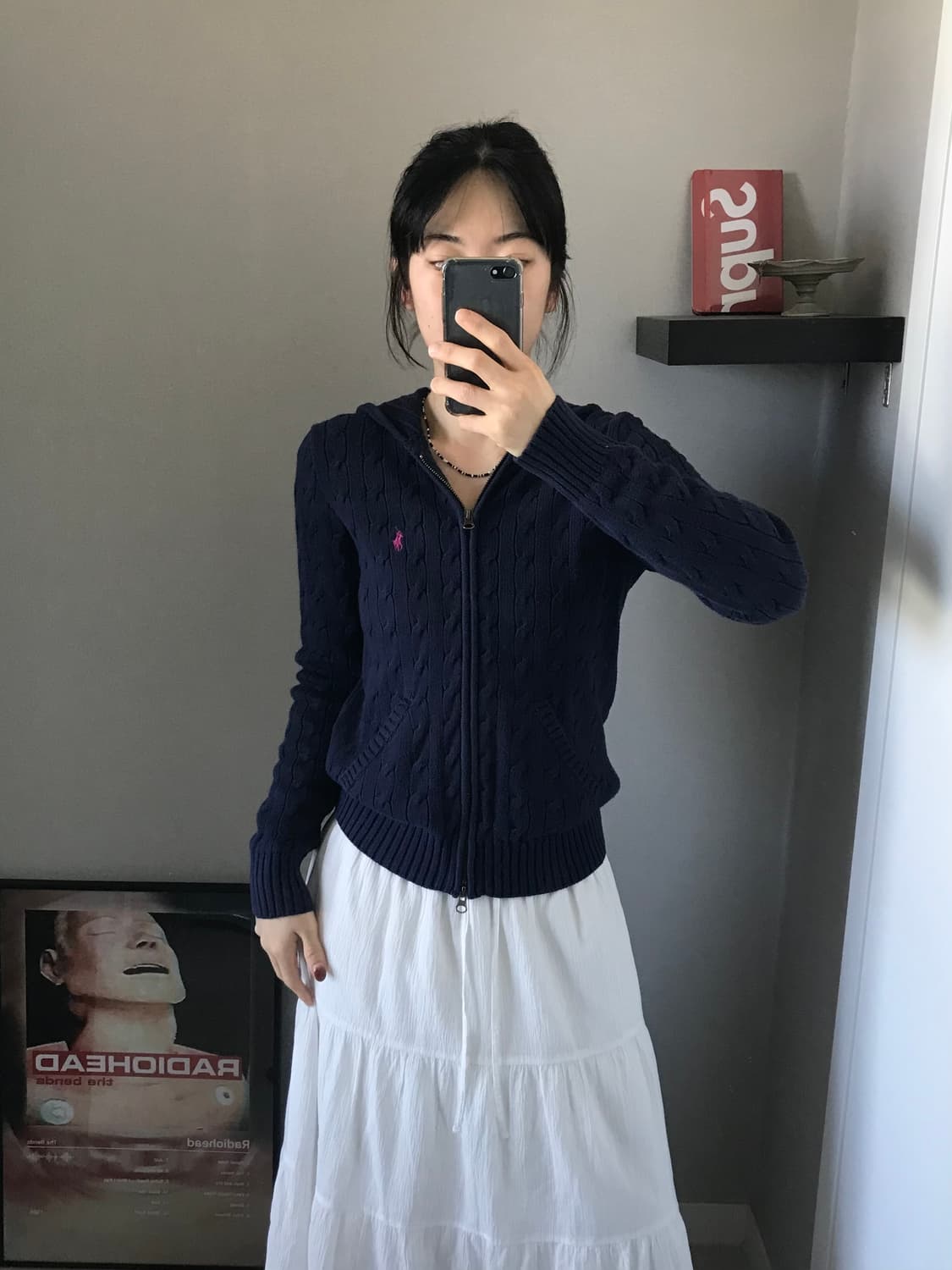 대장급 폴로 랄프로렌 포니 로고 네이비 케이블 니트 후드집업 상품이미지2