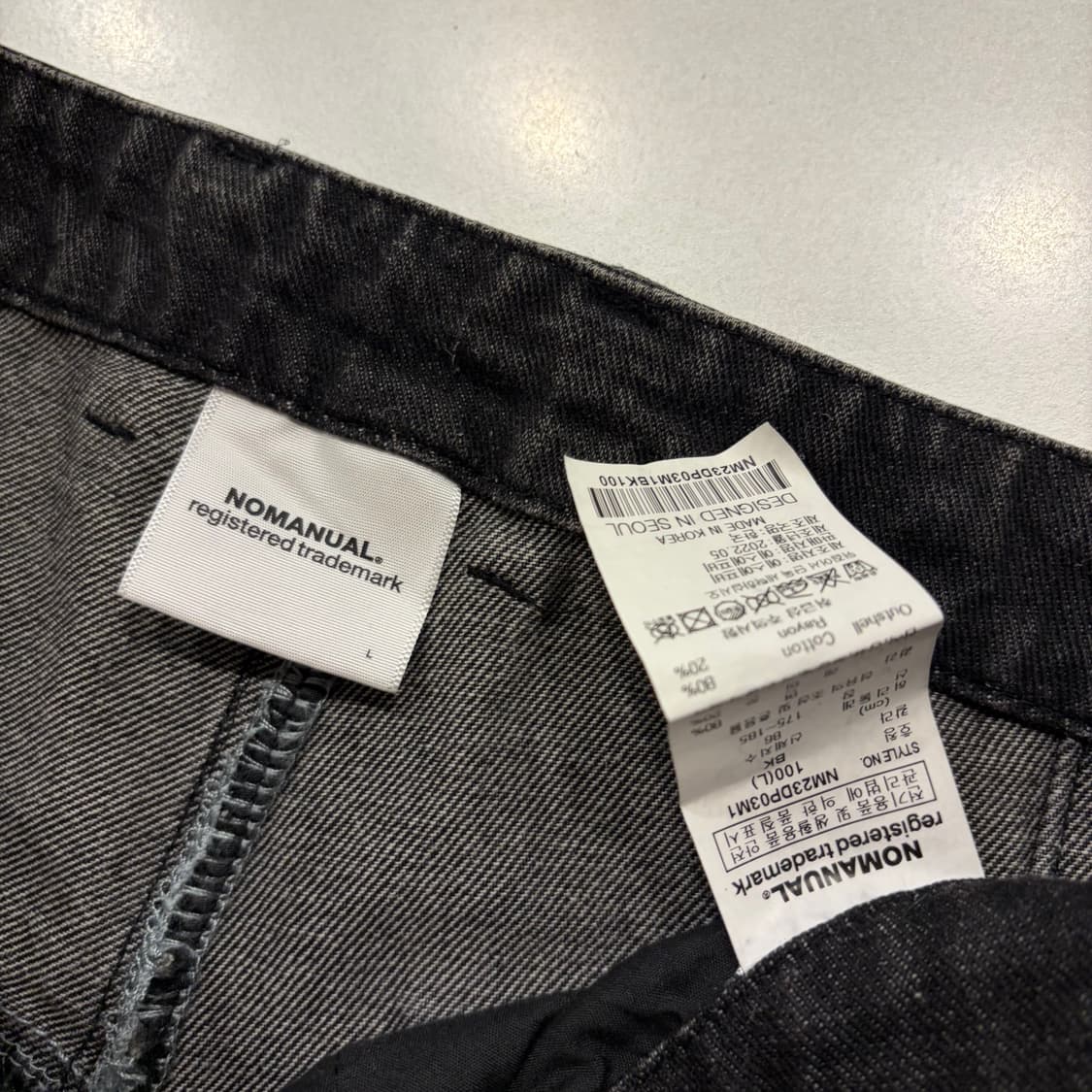 [L] 노매뉴얼 블럭 블랙 패치워크 데님 팬츠 D898 상품이미지7