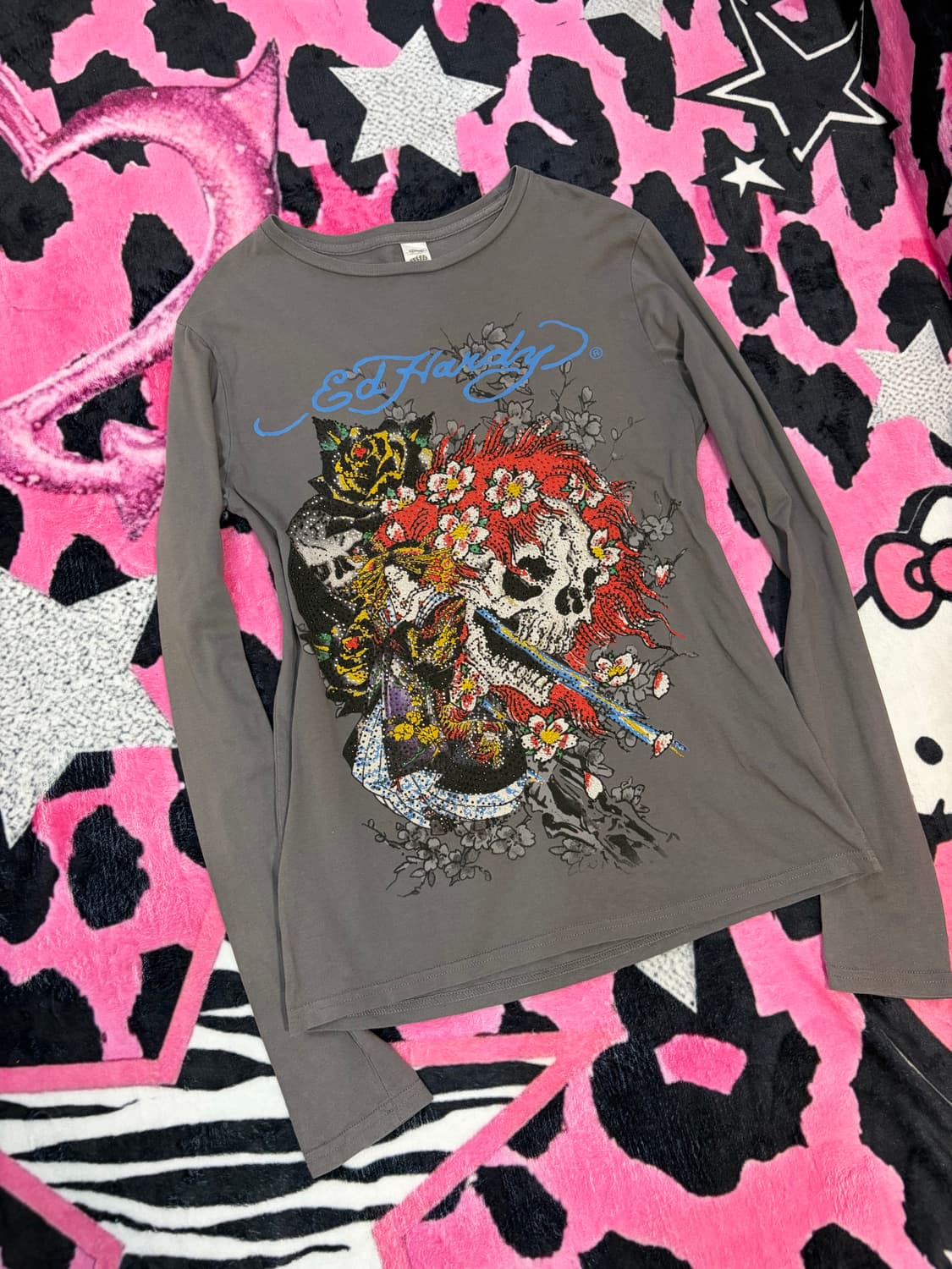 Ed Hardy cubic skull long sleeve 상품이미지9