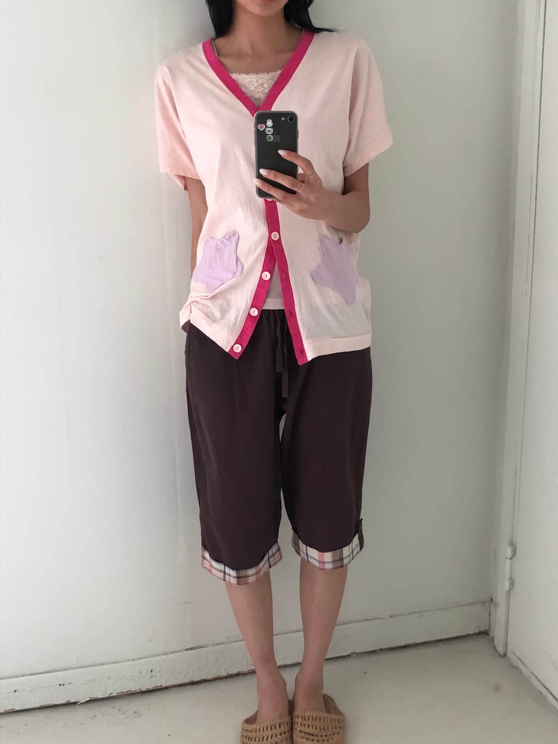 일본빈티지 별 반팔 가디건 상품이미지3
