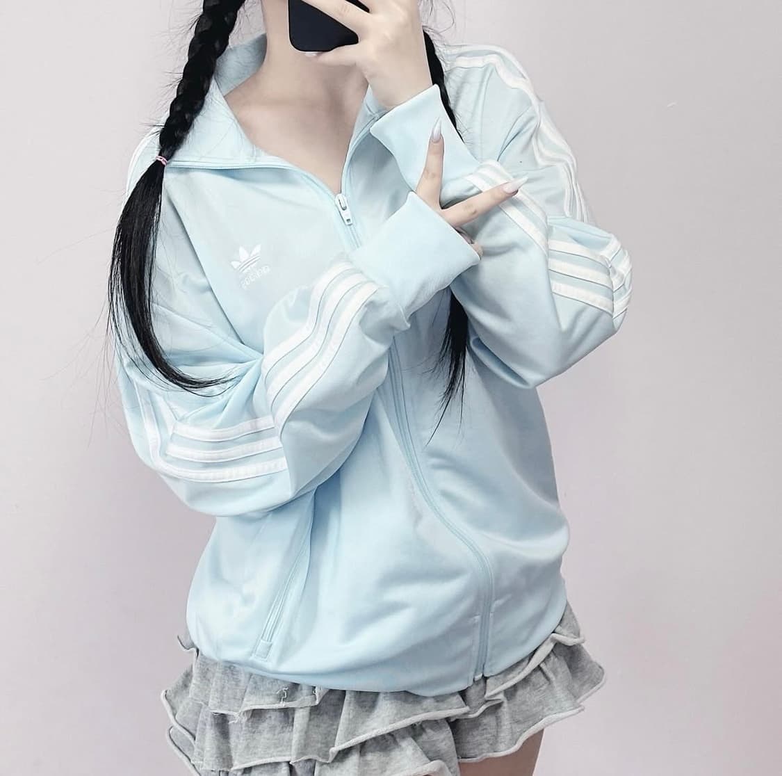 빈티지 아디다스 소다색 하늘색 져지 상품이미지1