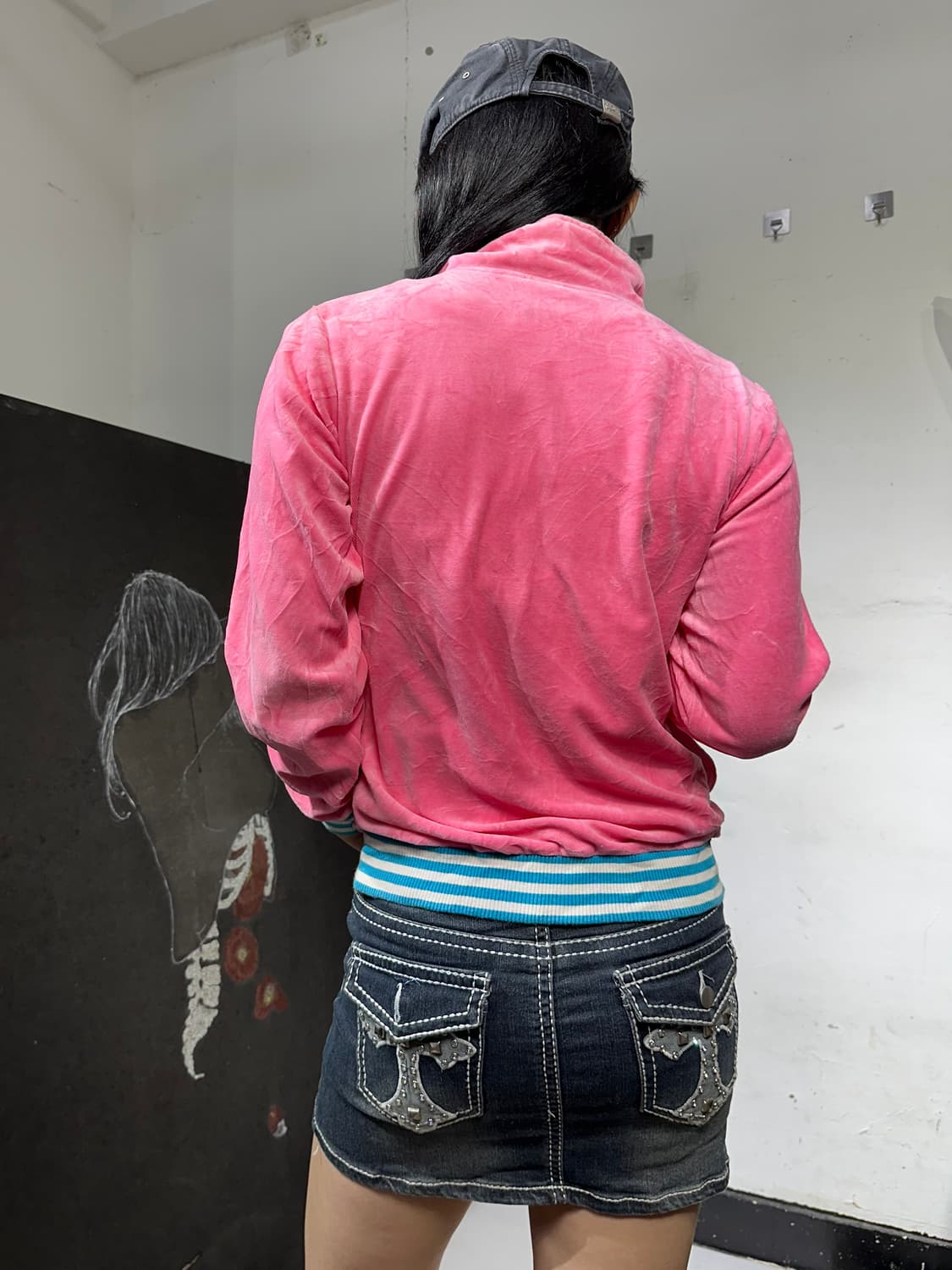 챔피온 y2k 벨벳 태리 크롭 져지 상품이미지6