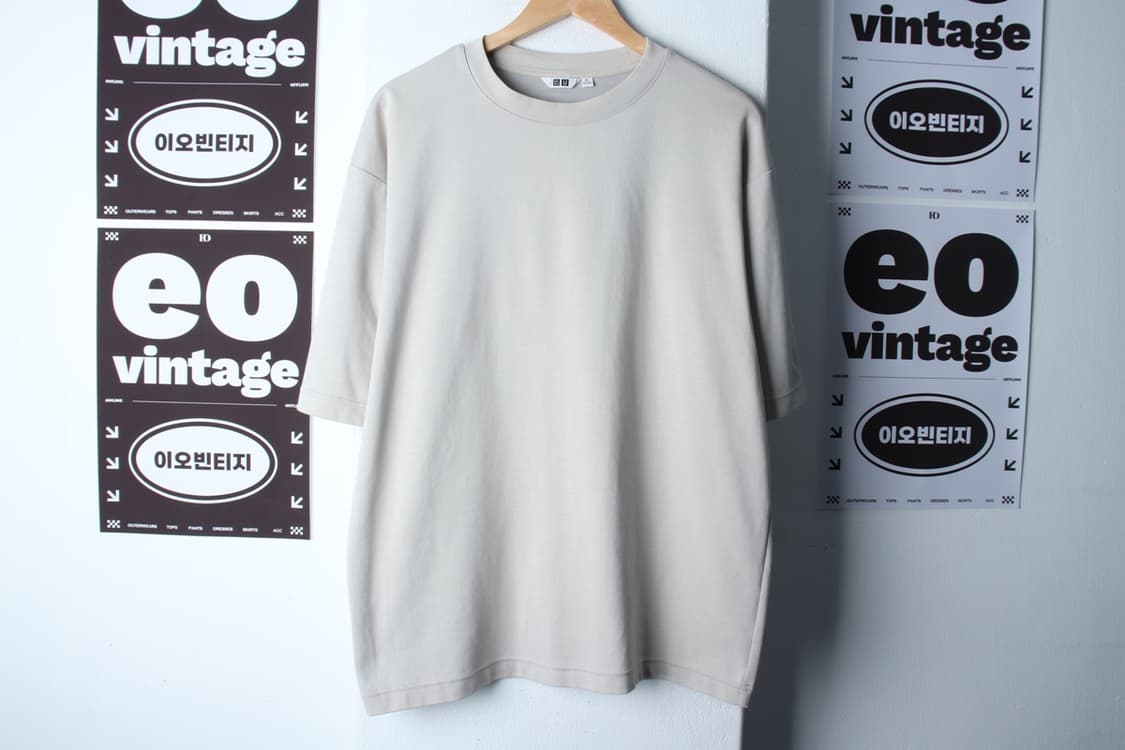 (XL-2XL) 유니클로 반팔 티셔츠 U라인 에어리즘 베이지-H32366 상품이미지2