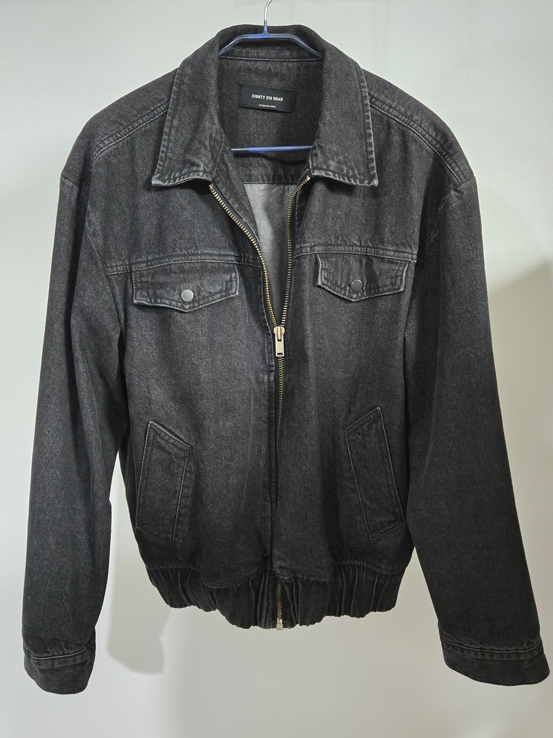 86로드(86ROAD)  워싱 데님 지퍼 자켓 블랙 상품이미지1