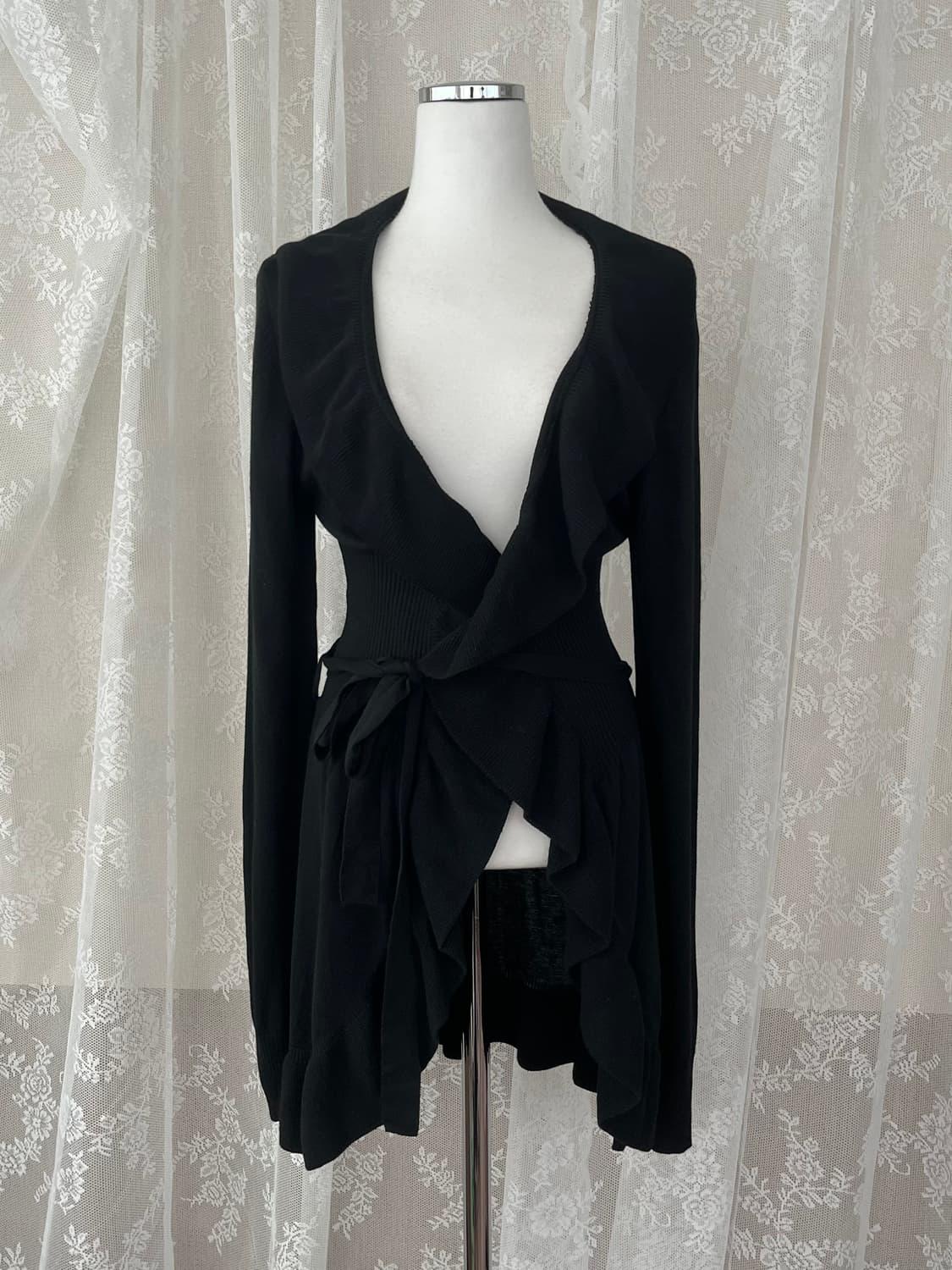 M) 쓰리타임즈 메이플 러플 가디건 블랙 상품이미지2