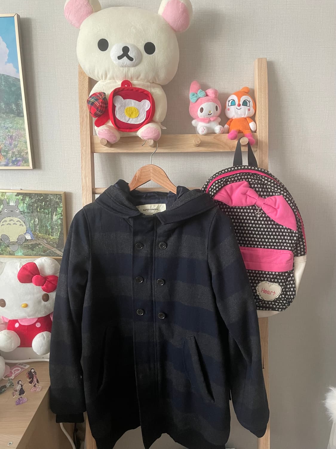 모리걸 빈티지 도쿄모리 네이비 투버튼 후드코트 💙🩶 상품이미지1