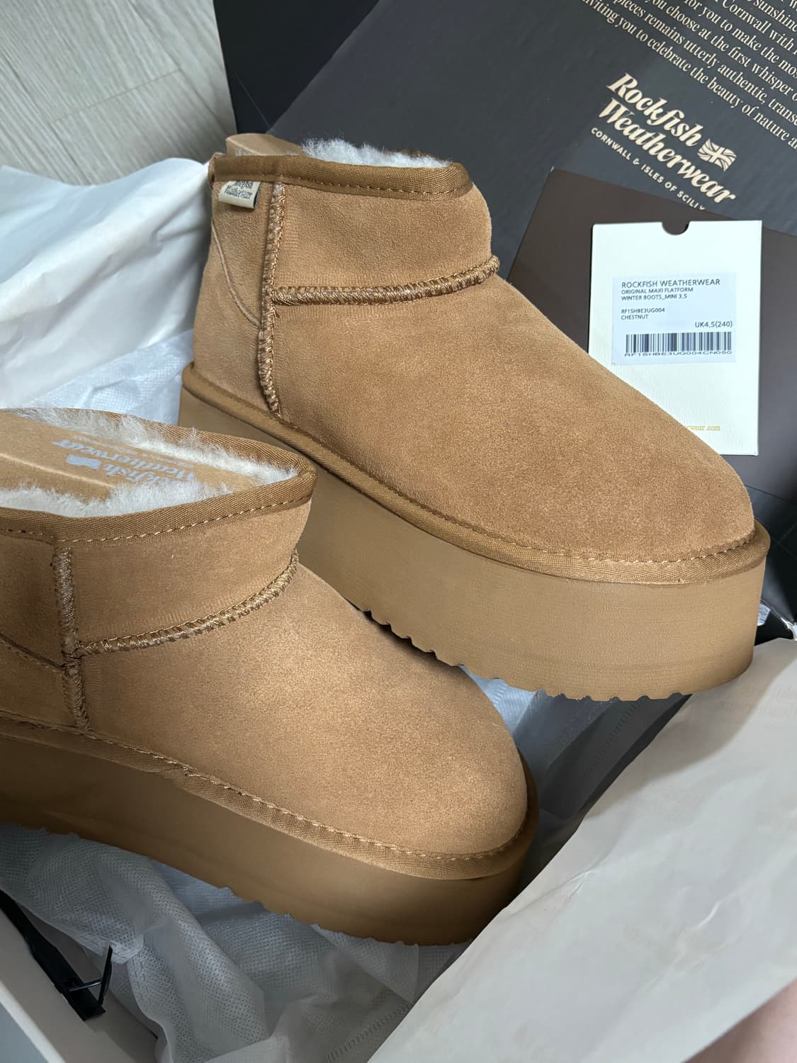 새상품 락피쉬웨더웨어 플랫폼 부츠 체스트넛 240 어그 상품이미지2