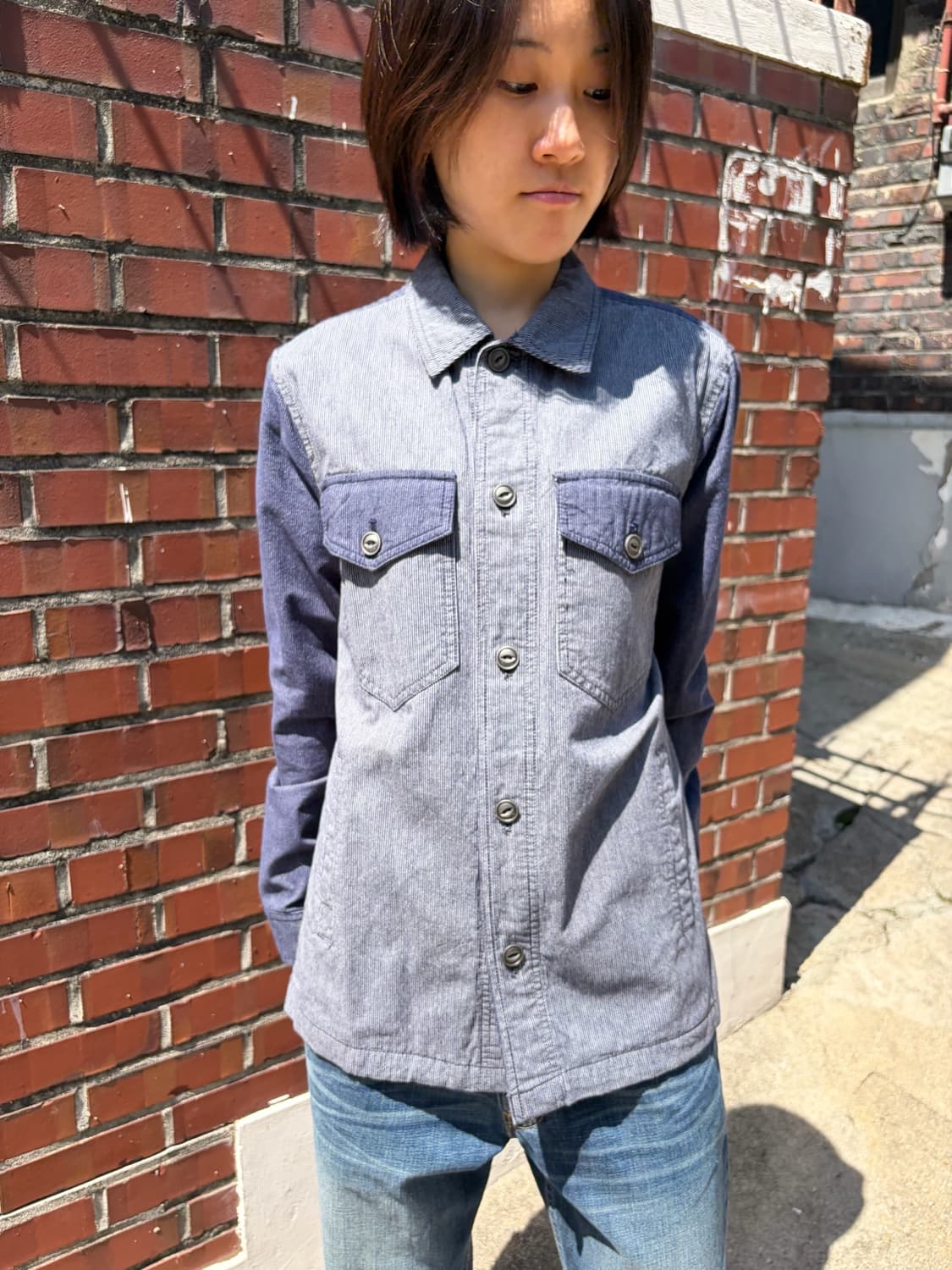 Guess 넘버링 스트라이프 데님 워크 자켓 M 상품이미지1