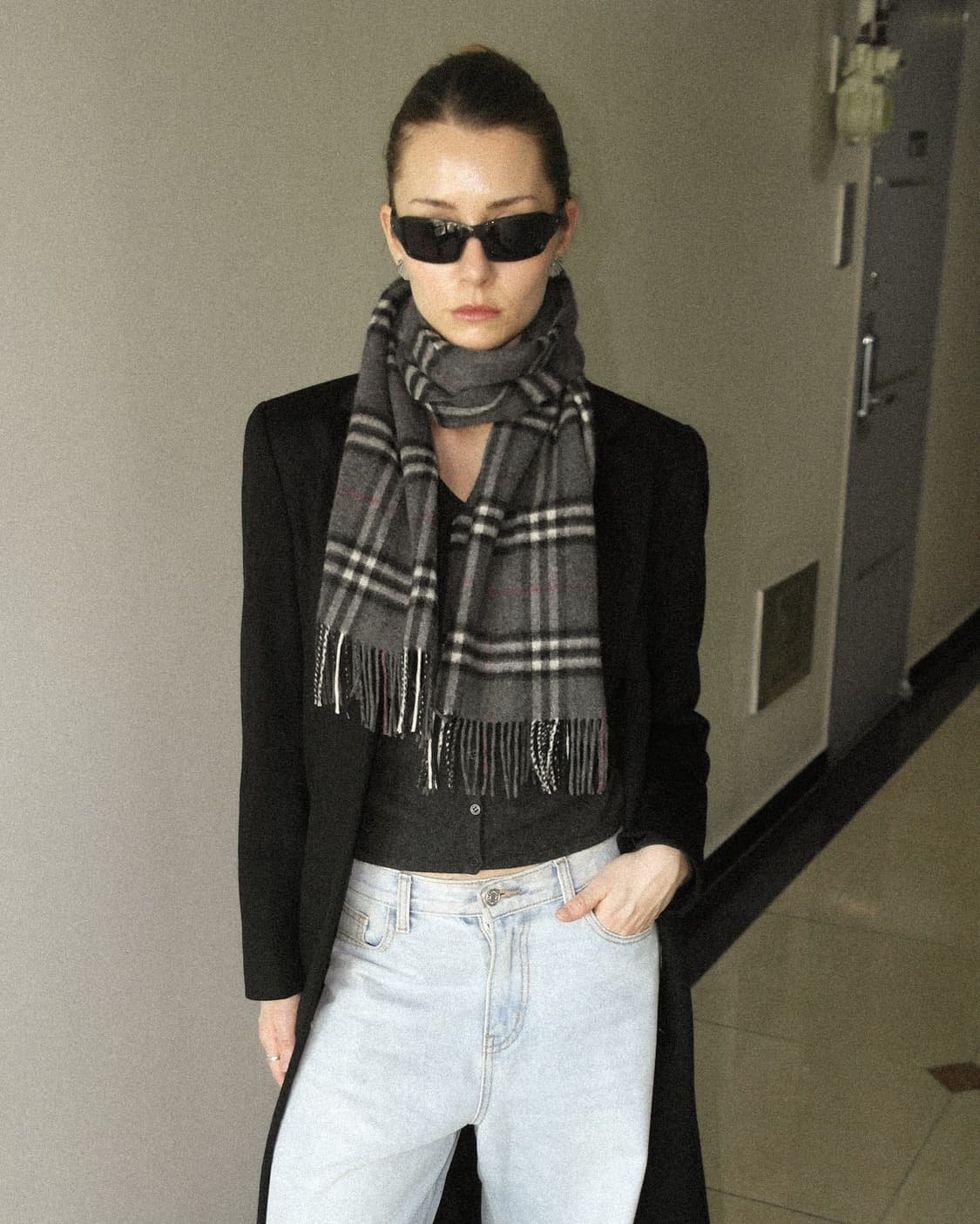 100% 캐시미어 패턴 머플러 상품이미지1