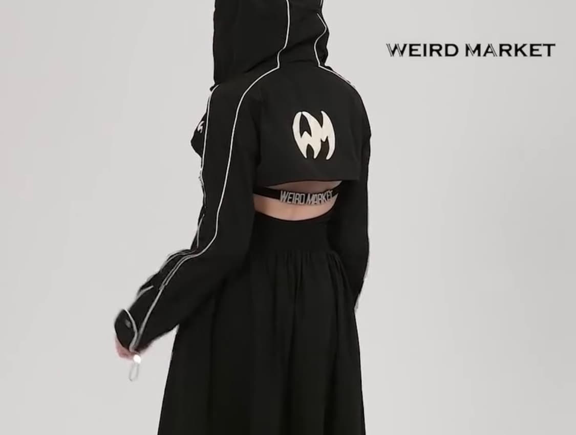 위어드 마켓 후면 빅 로고 크롭 나일론 후디 윈드브레이커 상품이미지7