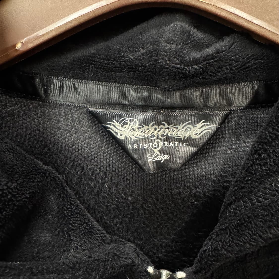 00s 보미에르 벨로아 레터링 Y2K 후드 집업 블랙 화이트 상품이미지8