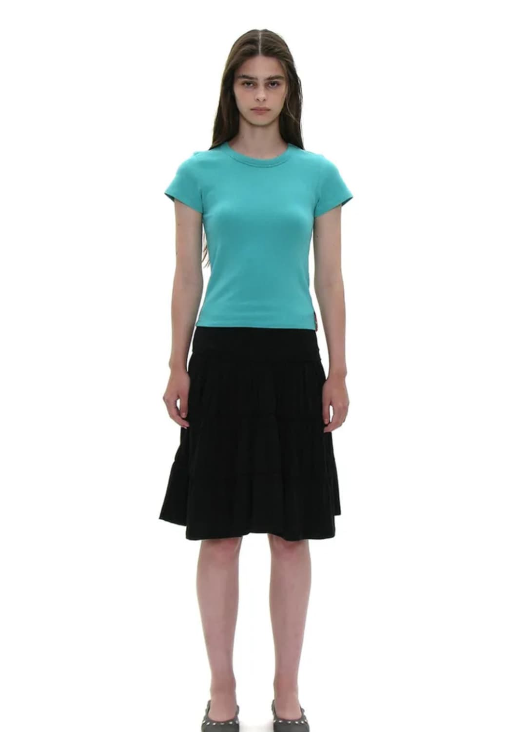 파르티멘토 PWC 저지 셔링 티어드 미디 스커트 상품이미지1