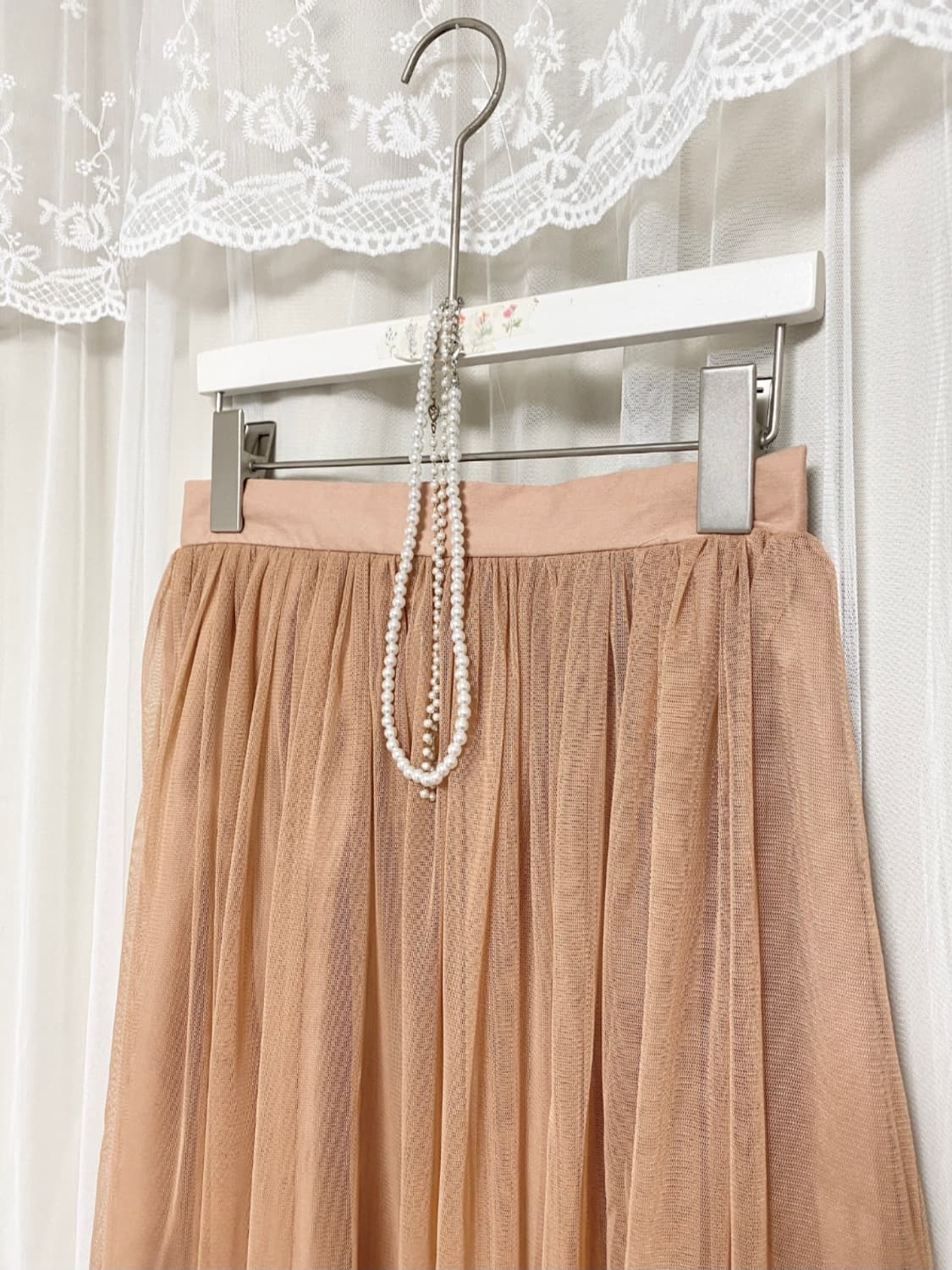 Romantic Brown Chiffon Midi Skirt 상품이미지2