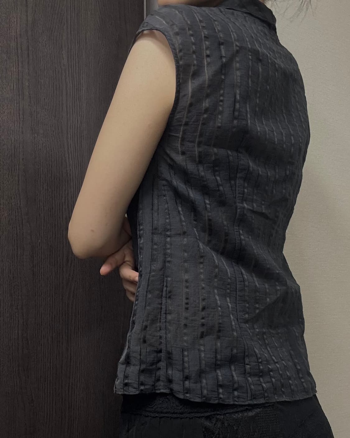 스트라이프 민소매 셔츠 상품이미지2