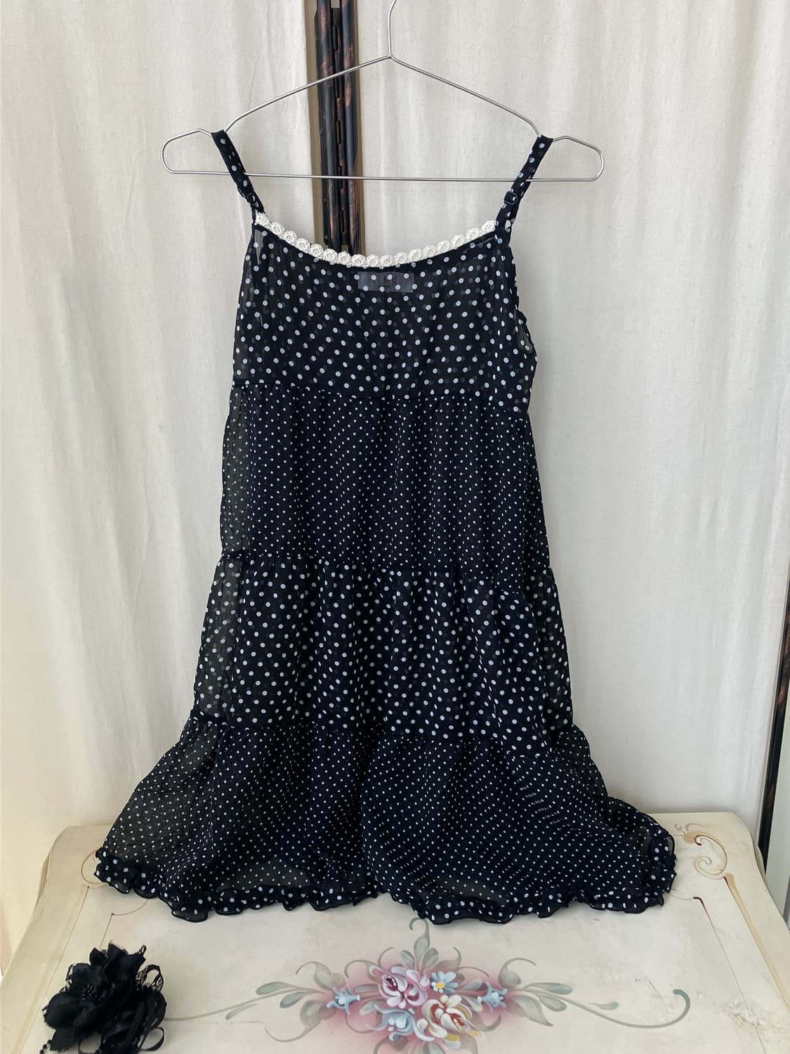 black dot crochet sheer dress 상품이미지3