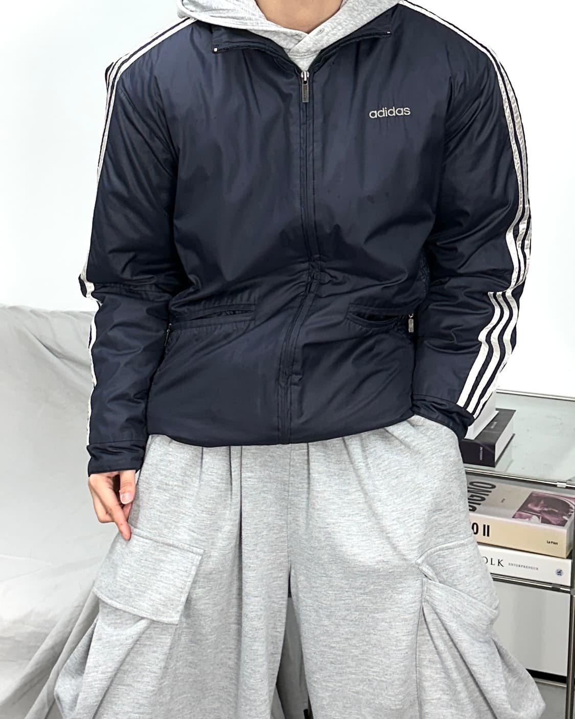 아디다스 올드스쿨 리니어 바이커 자켓 L 상품이미지2