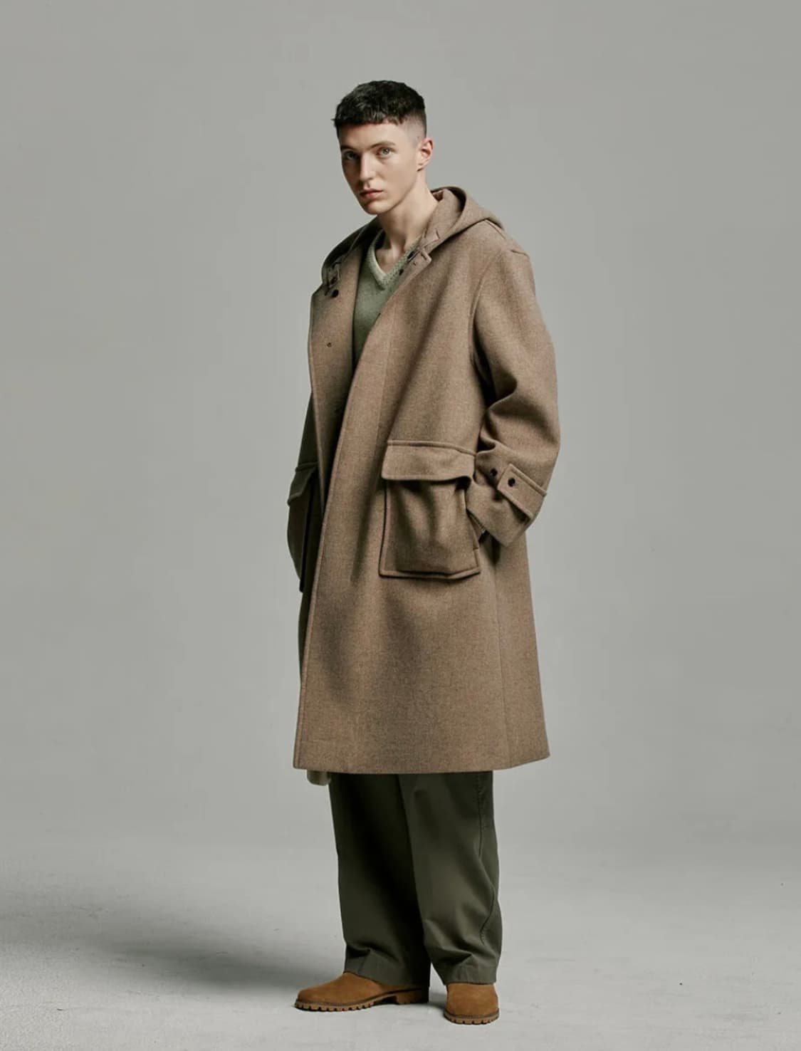 어나더오피스 Editor Cashmere Hooded Coat 상품이미지2