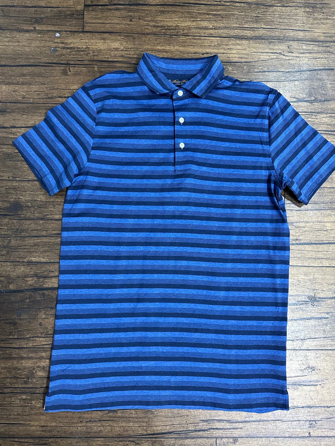 브룩스브라더스 슬림핏 스트라이프 반팔 카라티 M 새제품 상품이미지1