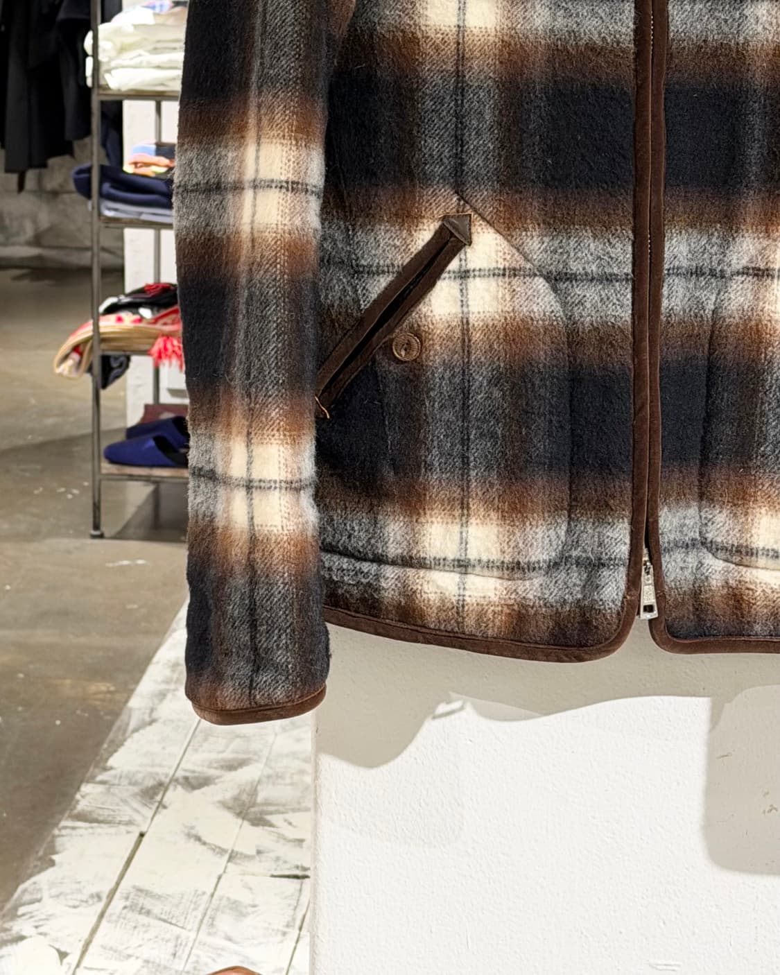 넘버나인 브라운 체크 리버서블 자켓 상품이미지6