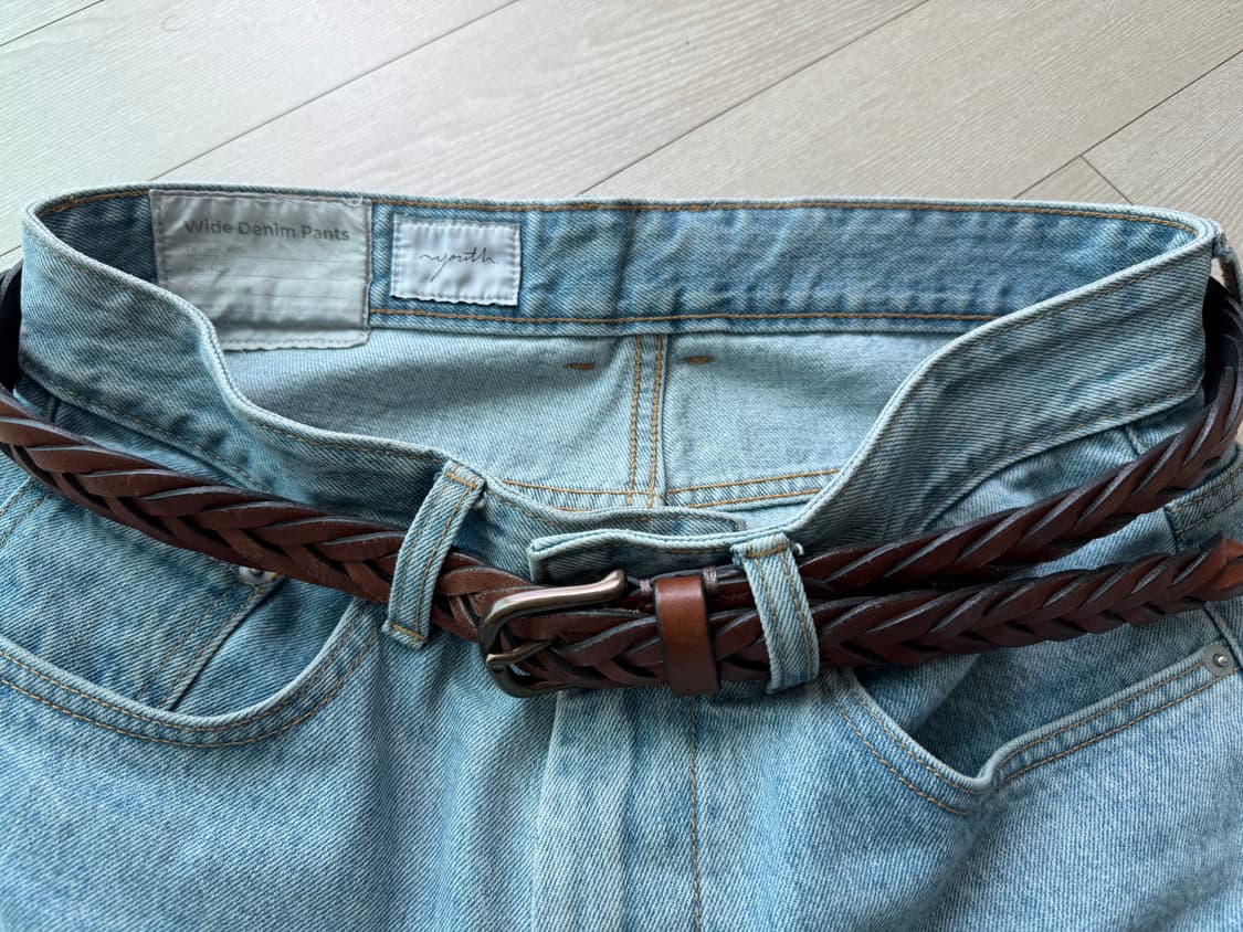 유스 와이드 데님 팬츠 라이트 블루 상품이미지6