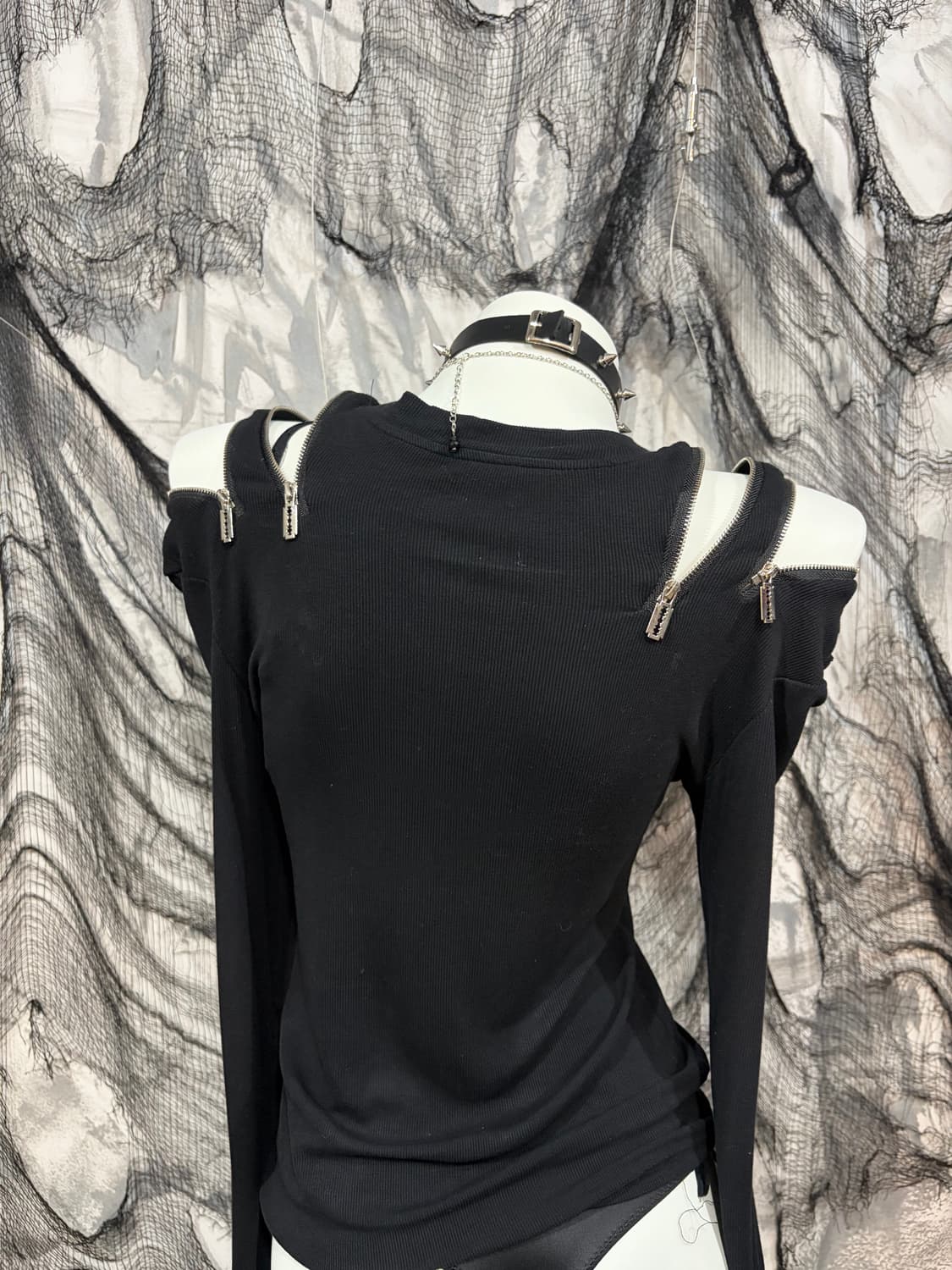 Y2K Gothic razor zipper detail sleeve 상품이미지10