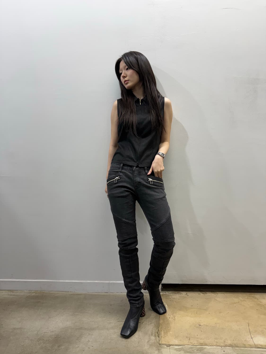 No i.D. 바이커 무드 슬림 데님진 상품이미지3