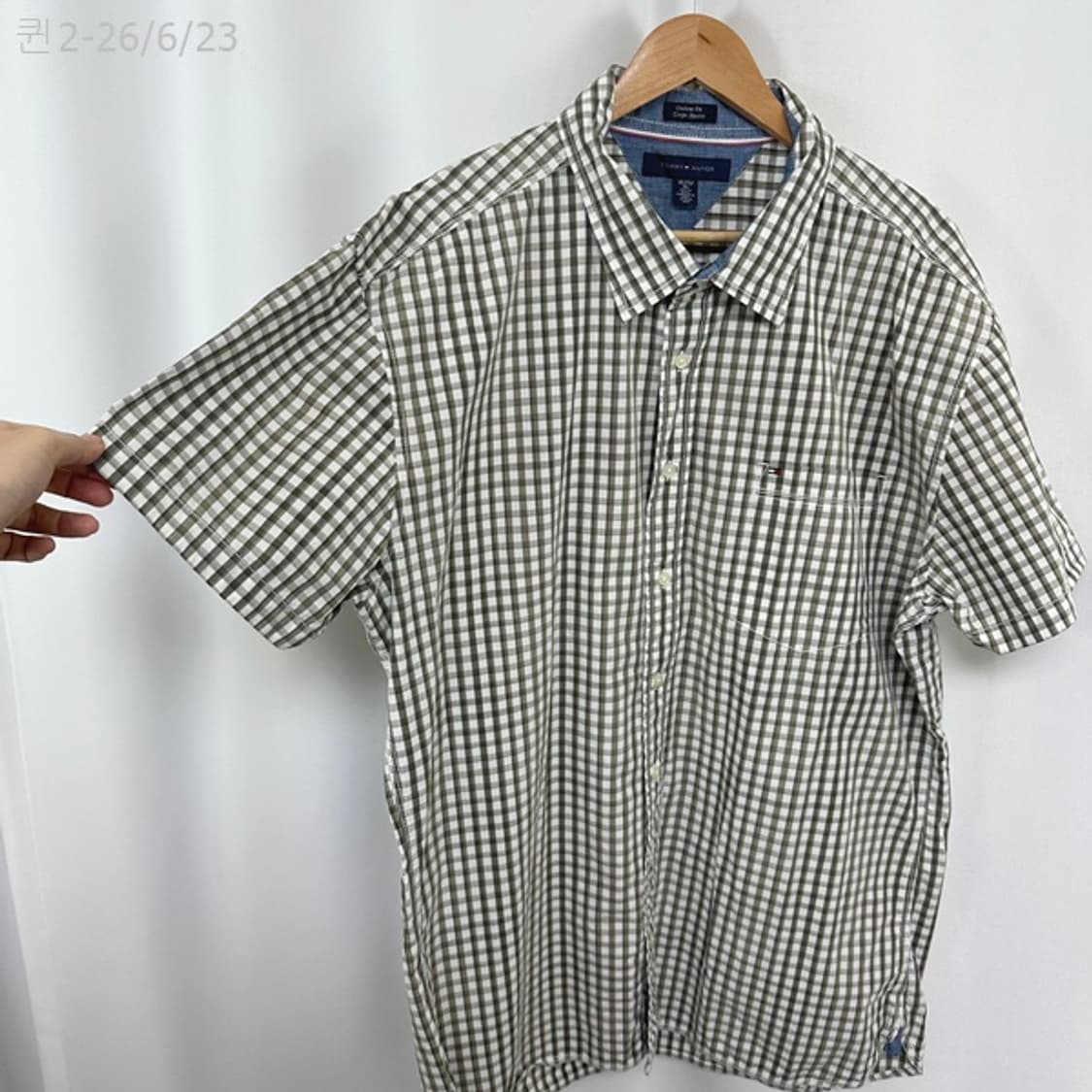 타미힐피거 남자 면100% 반팔 셔츠 남방 빅사이즈 XXL 상품이미지4