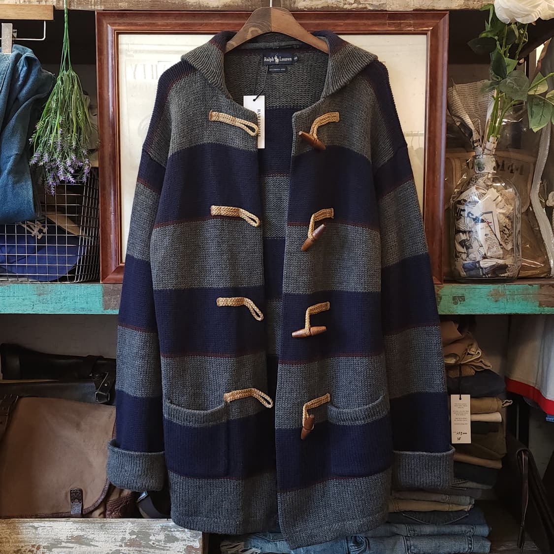 90s 폴로 랄프로렌 빅 스트라이프 샤커 울 로브 더플코트 105 상품이미지1