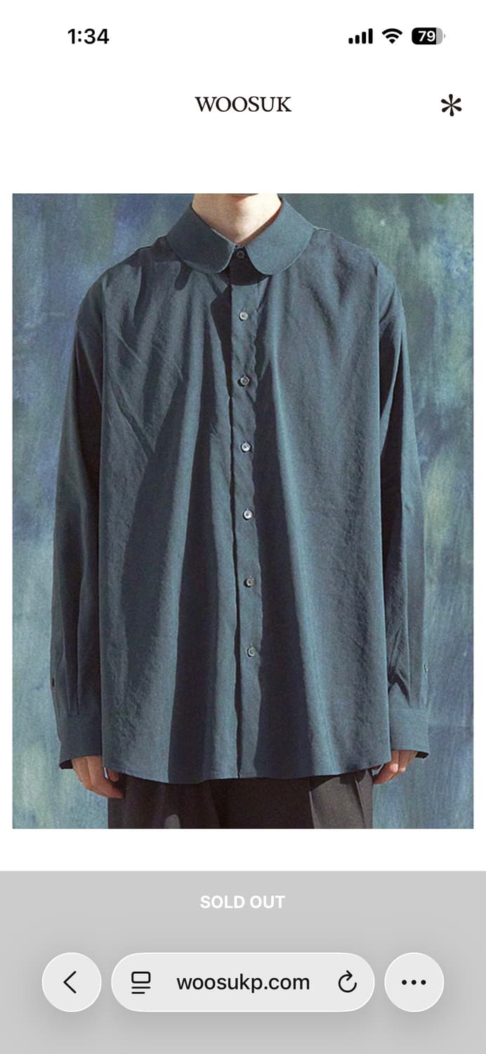 (1) 우석 라운드 칼라 셔츠 Dark Turquoise Blue 상품이미지1