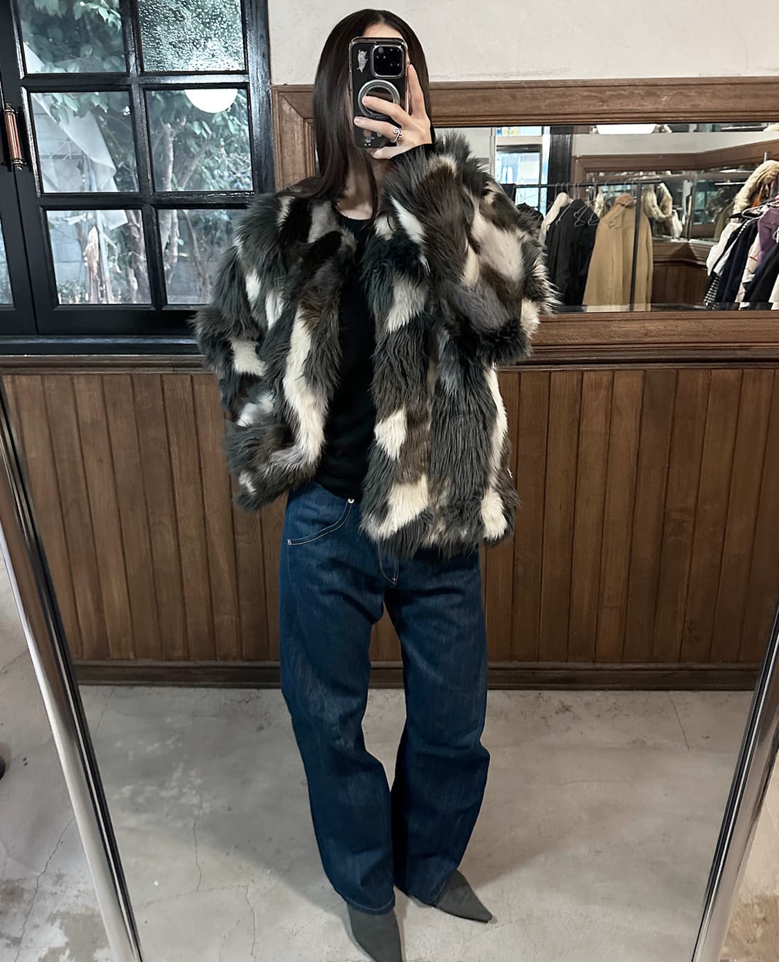 SENSE OF PLACE faux fur mixed jacket 상품이미지3