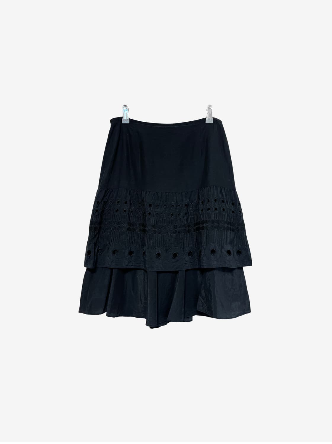 Punching Frill Midi Skirt - Black 상품이미지4