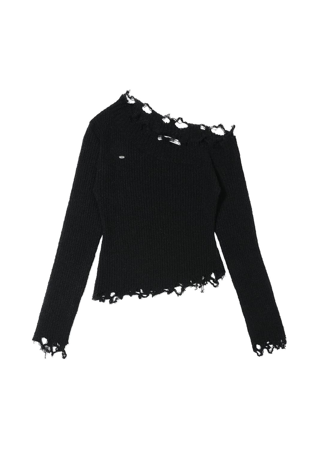 보헤미안서울 DISTRESSED UNBALANCE KNIT, BLACK  상품이미지3