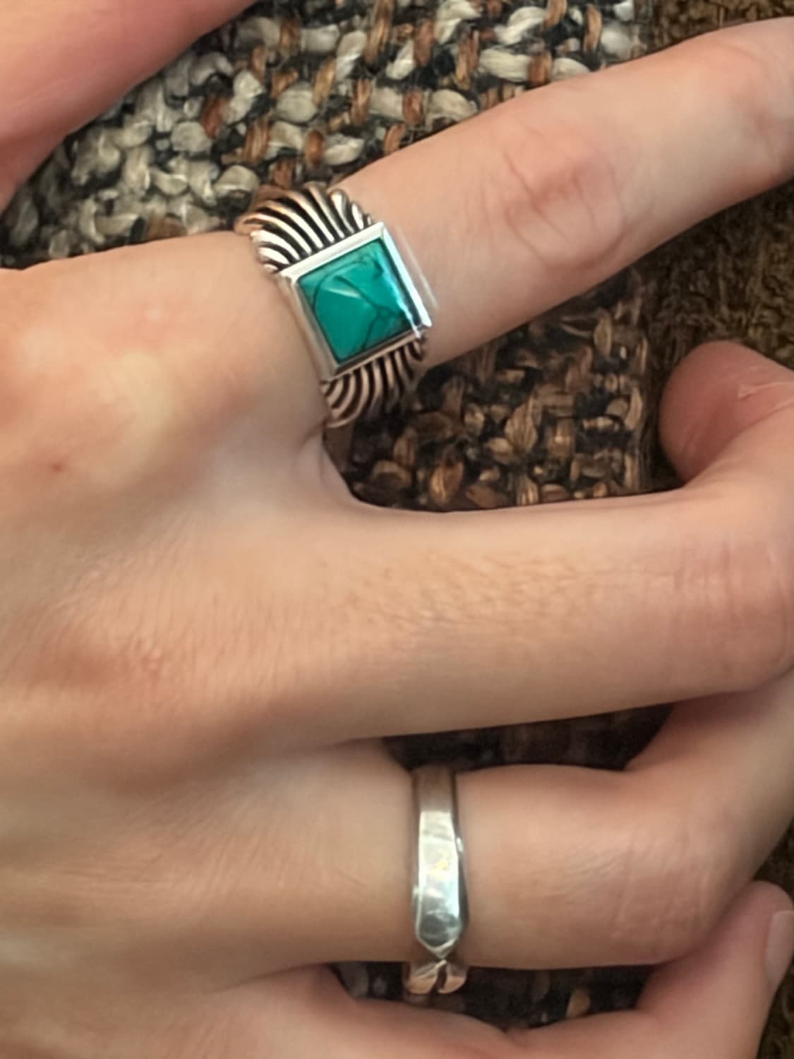 [남/여]터키석 스퀘어 실버 925 링 상품이미지5