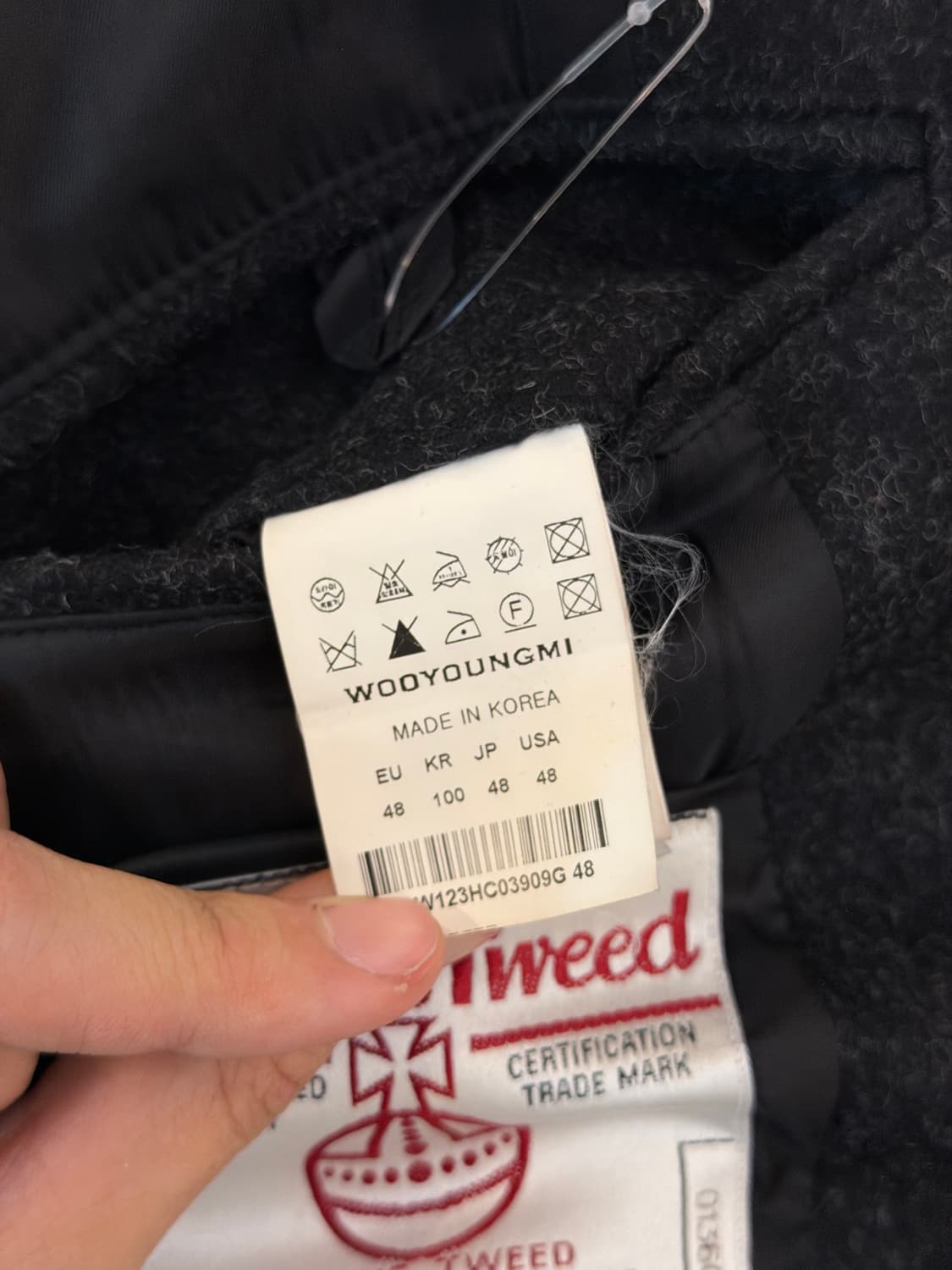 우영미 12FW 해리스 트위드 헤링본 하이넥 울 코트 상품이미지6