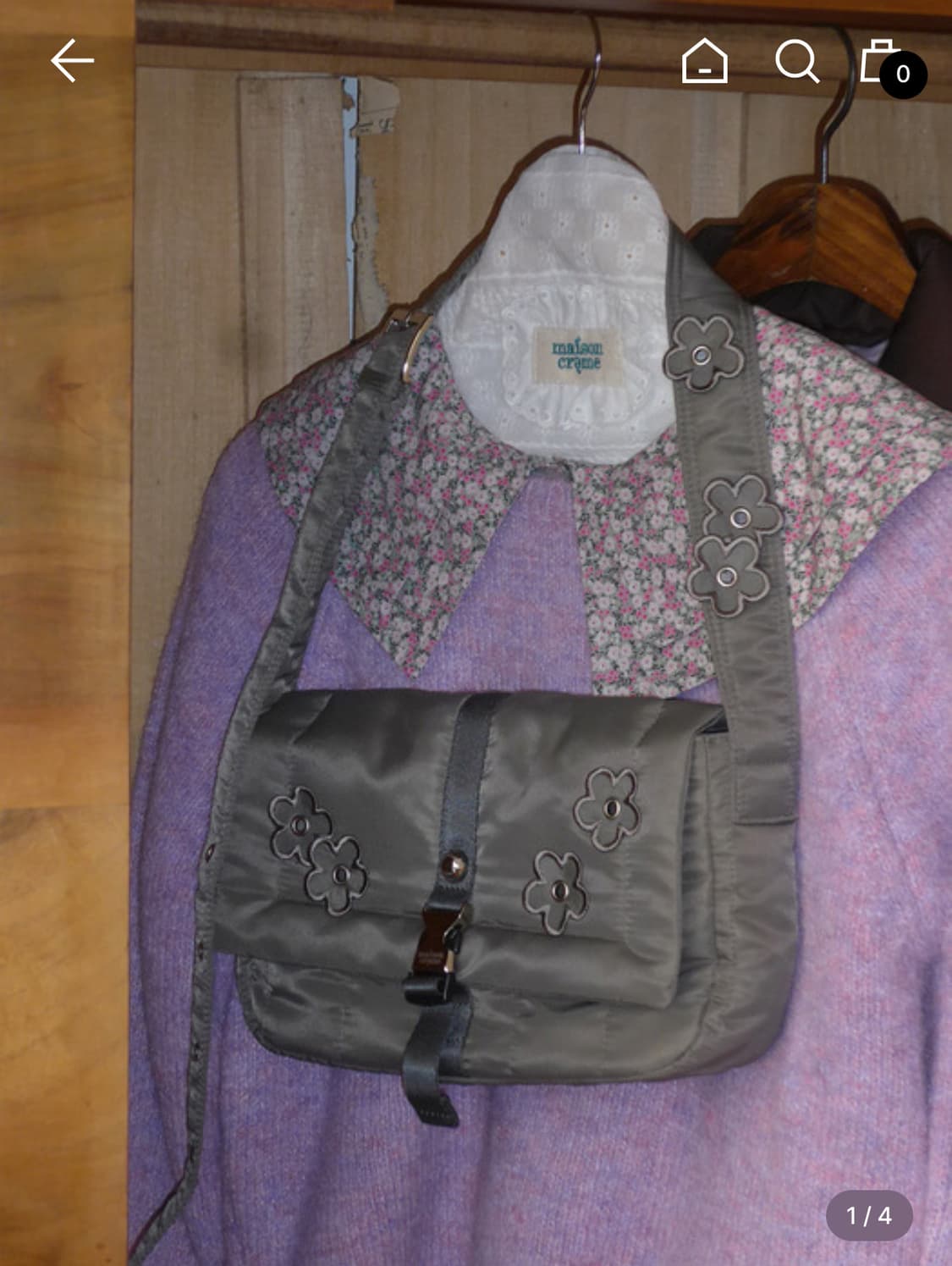 maison crame 메종크렘 아카이브6 카키 그레이 나일론 크로스백 상품이미지1